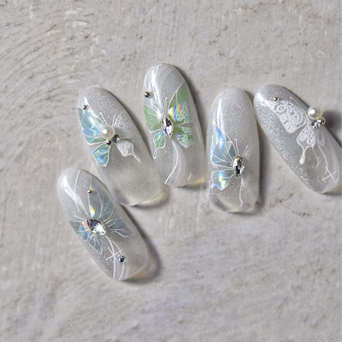 1Sheet Aurora Butterfly Nail Stickers 5D Embossed Butterfly Nails Art Decals Laser Butterflies Nails Designs Summer Nail Decals Cute Shiny Nail Sticker for Women Manicure Decoration