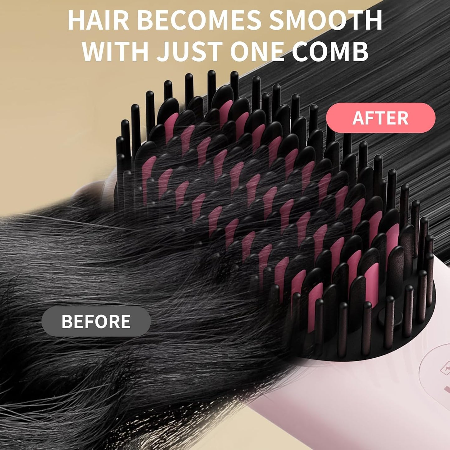 Cordless Hair Straightener,Portable Hair Straightening Brush for Travel, Mini Hot Straightening Comb for Women,Anti-Scald, LED Display & Fast Heating,6000mAh