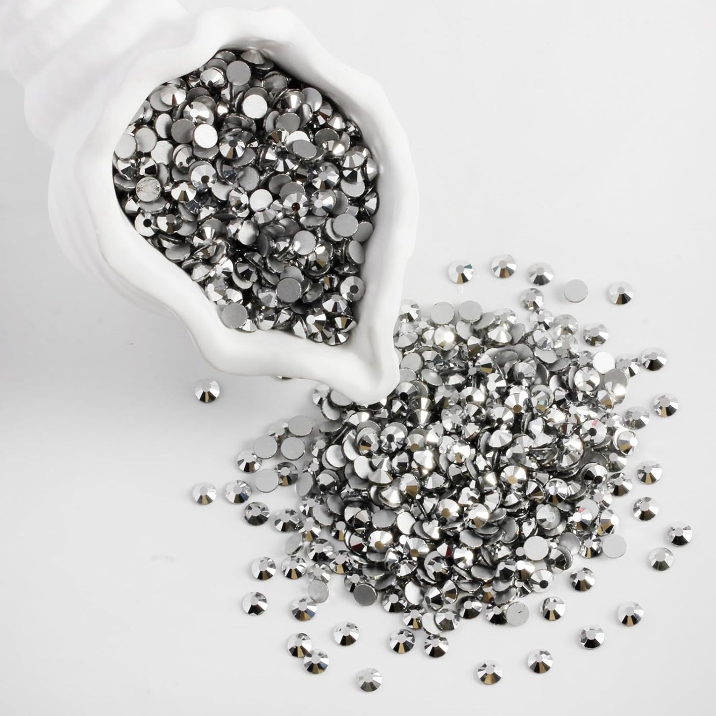 3000 PCS SS8 Flatback Rhinestones,12-Facet Diamond-Cut Glass Gems for Nail Art,Clothing,DIY Crafts,Glue-On Decoration Stones with Silver Backing,Silver Hematite