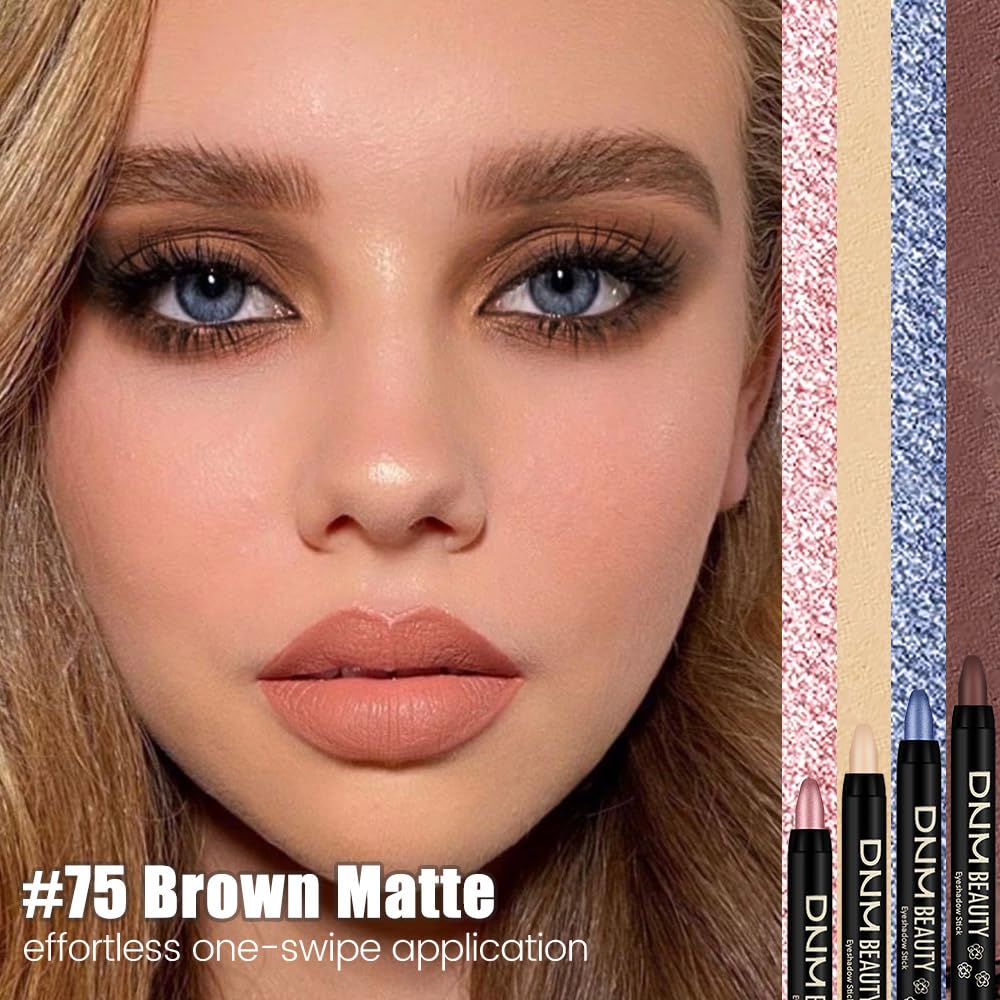 evpct Brown Matte Cream Eye Shadow Sticks Brightener Pencils for Women, Longwear Brown Silky Eyeshadow Applicator Stick Pen Waterproof, Blendable Crease-Proof Stick Eyeshadow Matte Eye Makeup 75