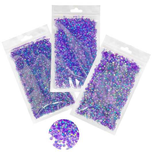 16000PCS Dark Purple AB Resin Rhinestones for Crafting 3mm 4mm 5mm Jelly Stones Bulk SS10 SS16 SS20 Diamonds Crystals Gems Charms for Nails Face Eyes Makeup Tumblers Bottles DIY Crafts Clothes