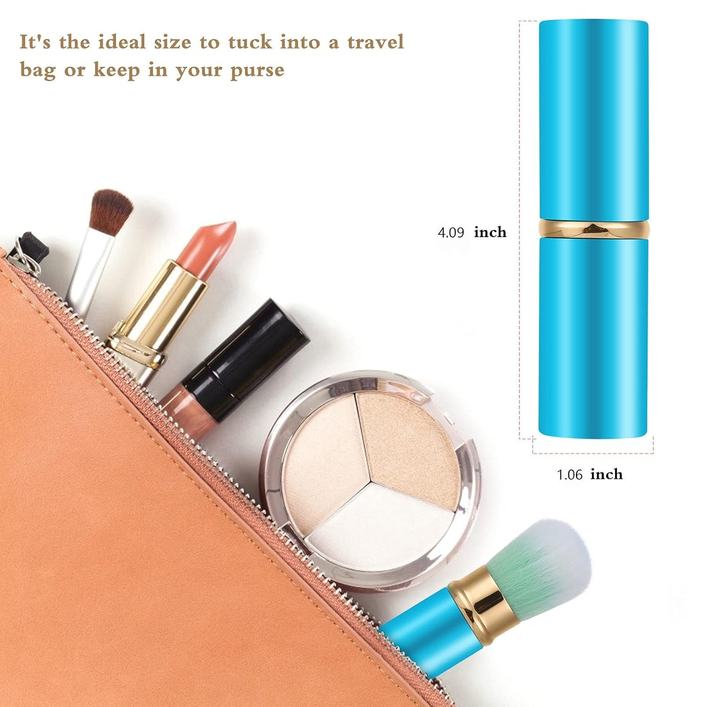 Falliny Retractable Makeup Brush, Travel Kabuki Face Blush Brush, Portable Powder Foundation Sunscreen Brush with Cover for Blush, Bronzer, Buffing, Flawless Powder Cosmetics