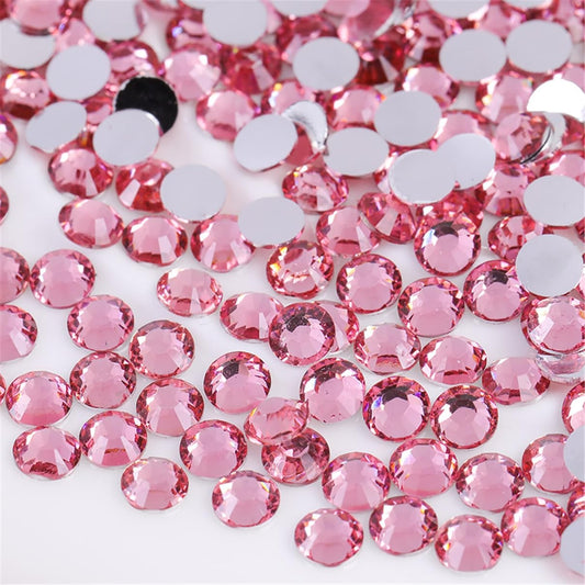 3000 Pieces SS6 2mm Flatback Rhinestones Clear Glass Round Gems Crystals for Nail Art DIY Crafts Clothes Shoes Bags （Pink）