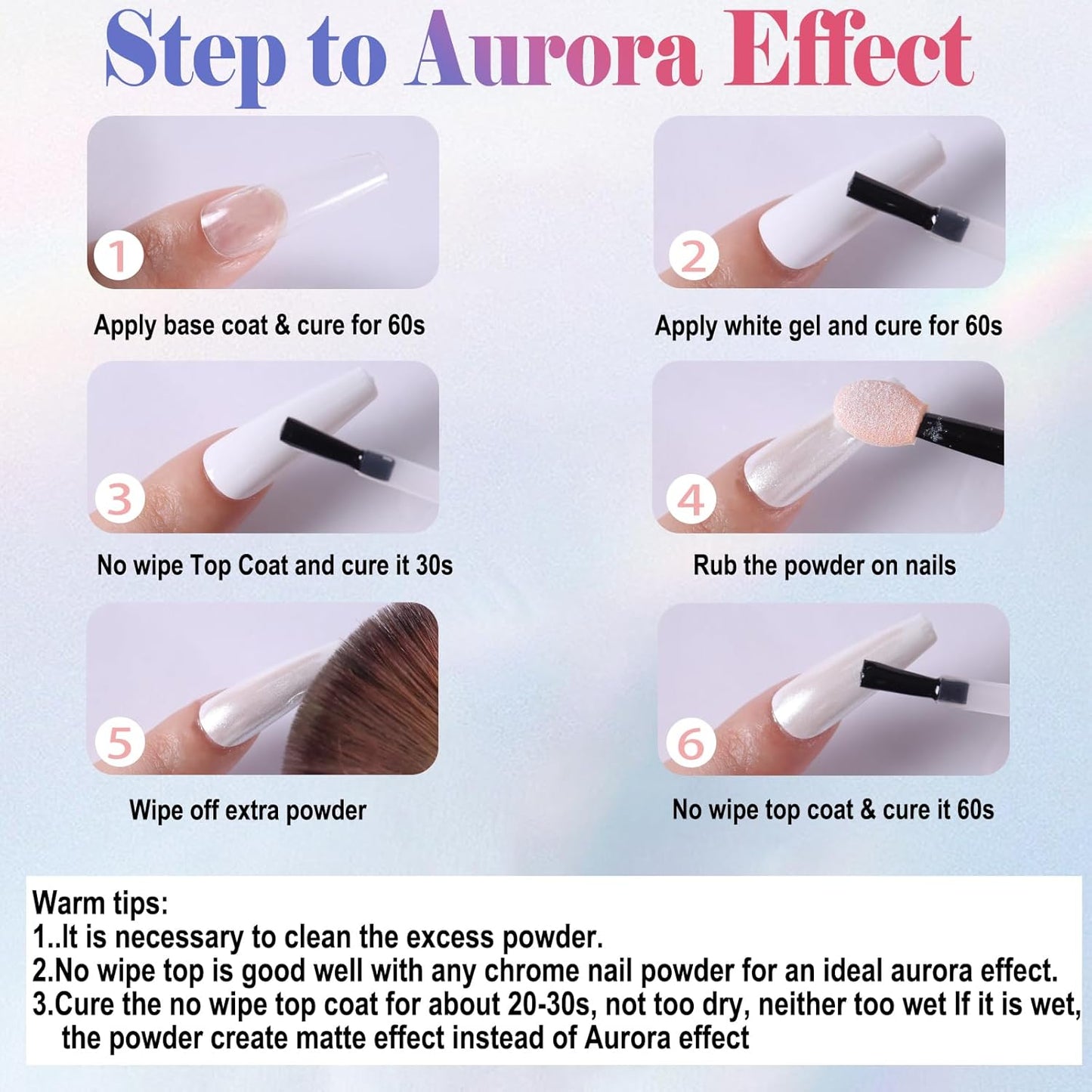 SIUSIO White Pearl Chrome Nail Powder,Iridescent Aurora Powder Metallic Mirror Effect Pigment Pearlescent Mermaid Pigment Pearl Glitter Dust Kit, Nail Art Decoration, Resin Craft