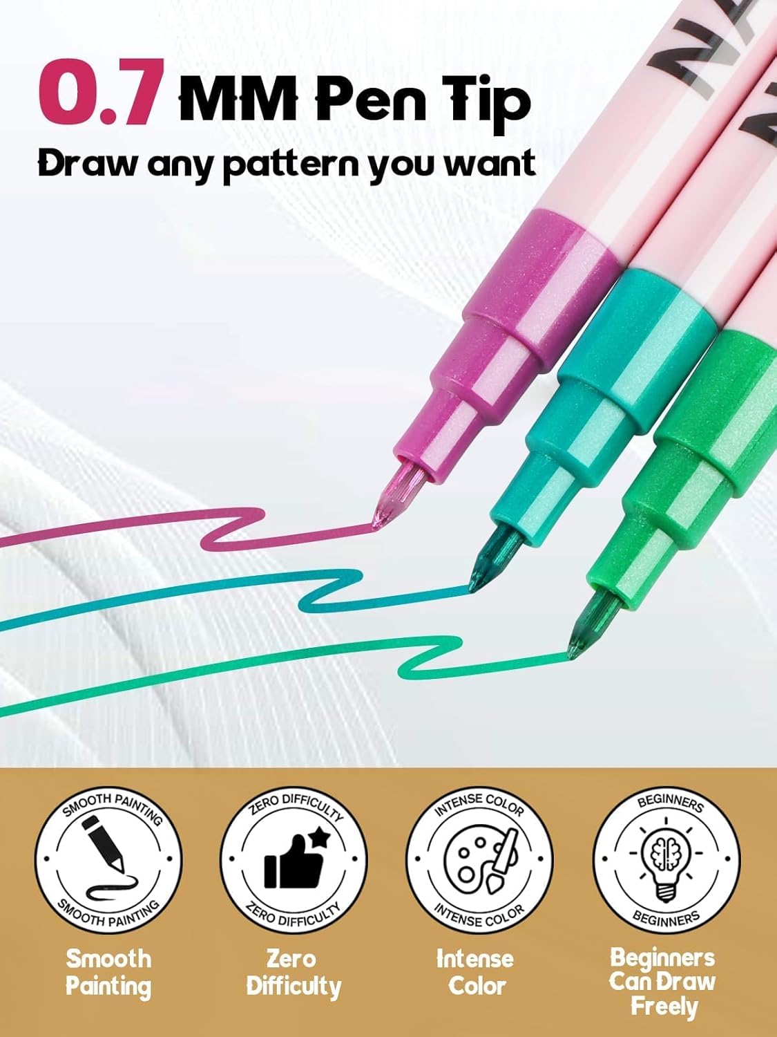 EBANKU 24 Colors Waterborne acrylic ink Nail Art Pens Set, 0.7MM Nail Polish Pens Quick-Drying Acrylic Paint Pen Point Dotting Liner Pen Nail Drawing Painting Manicure Tools for 3D Salon Home Nail DIY