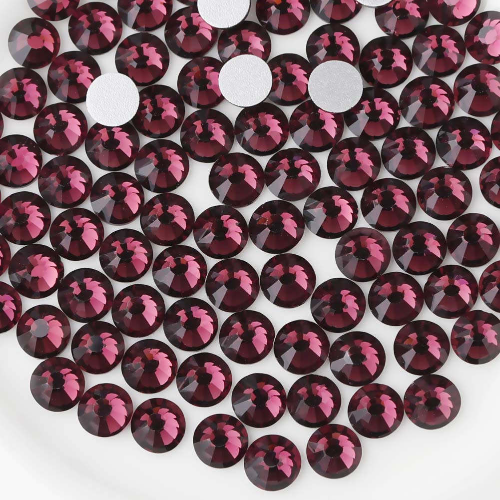 beadsland Flat Back Crystal Rhinestones Round Gems for Nail Art and Craft Glue Fix, Amethyst (2.9-3.0mm) SS12/1440pcs