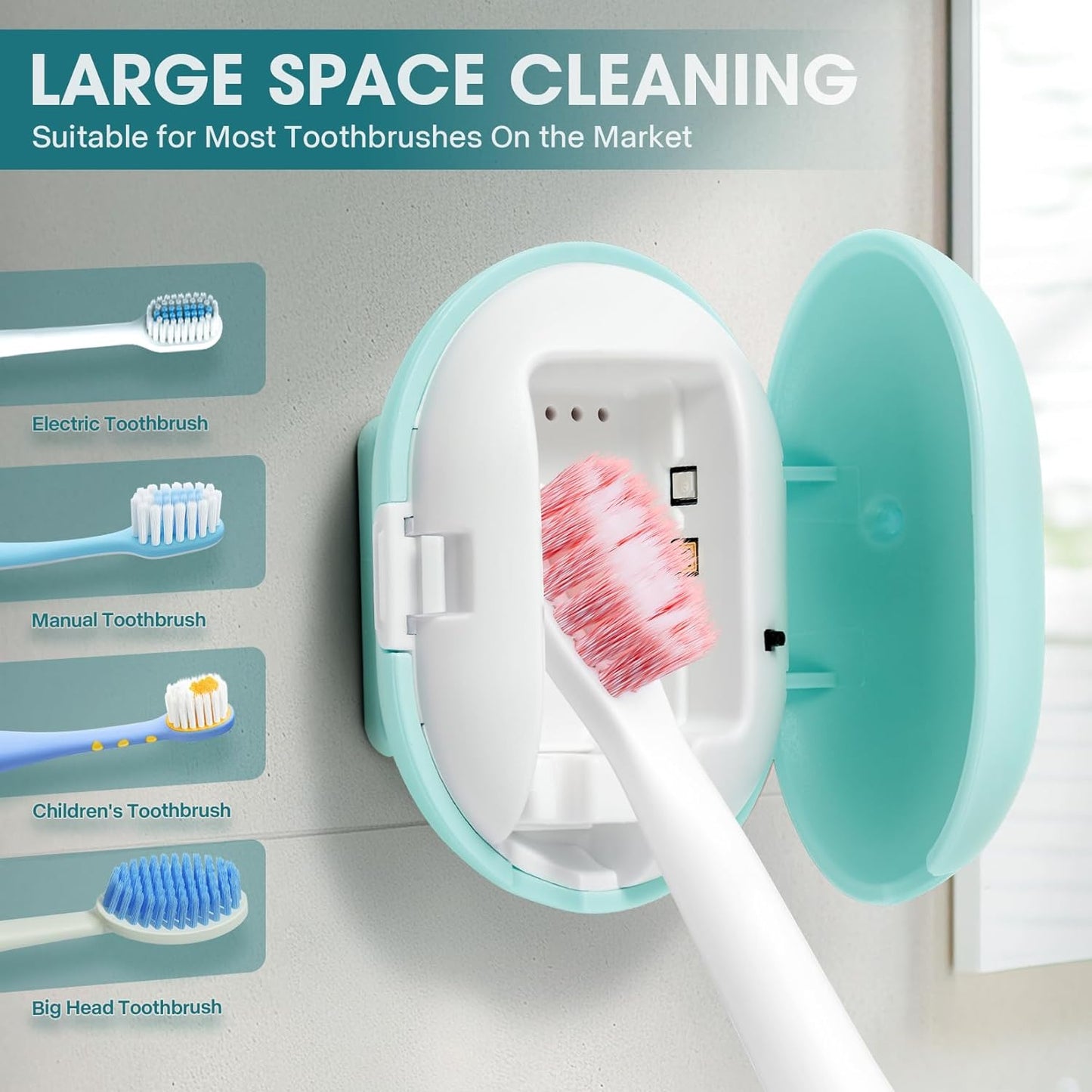 Toothbrush Sterilizer, Toothbrush Travel Containers With Holder, Portable USB Charging Blue Light Toothbrush Cleaner Case (Pale Blue)