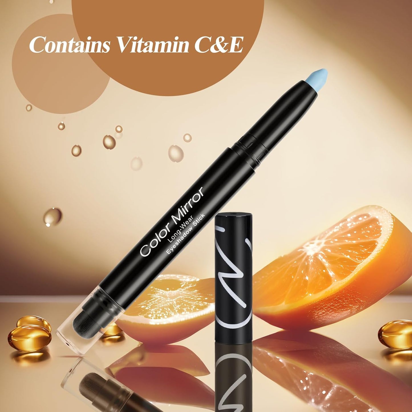 Cream Waterproof Hypoallergenic Eyeshadow Stick, long wear Metallic Glitter Matte Eye Shadow Pencil With Makeup Brush, Eye Brightener, 44 Matte Sky Blue