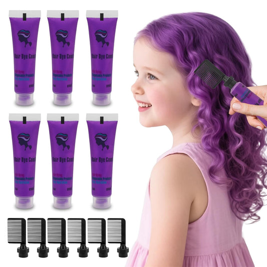 Byhoo Purple Temporary Hair Color Dye for Dark Hair, 90 ml, Cream Format, Fashionable Color, Suitable for Kids Party, Cosplay, Easy to Apply, Safe and Harmless Formula