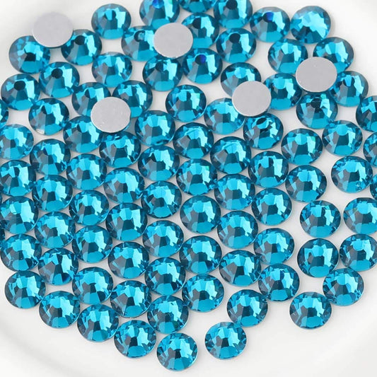 Beadsland 1440 Pieces Flat Back Crystal Rhinestones Round Gems,1.3mm-6.5mm,Indicolite,SS3,1.3-1.5mm