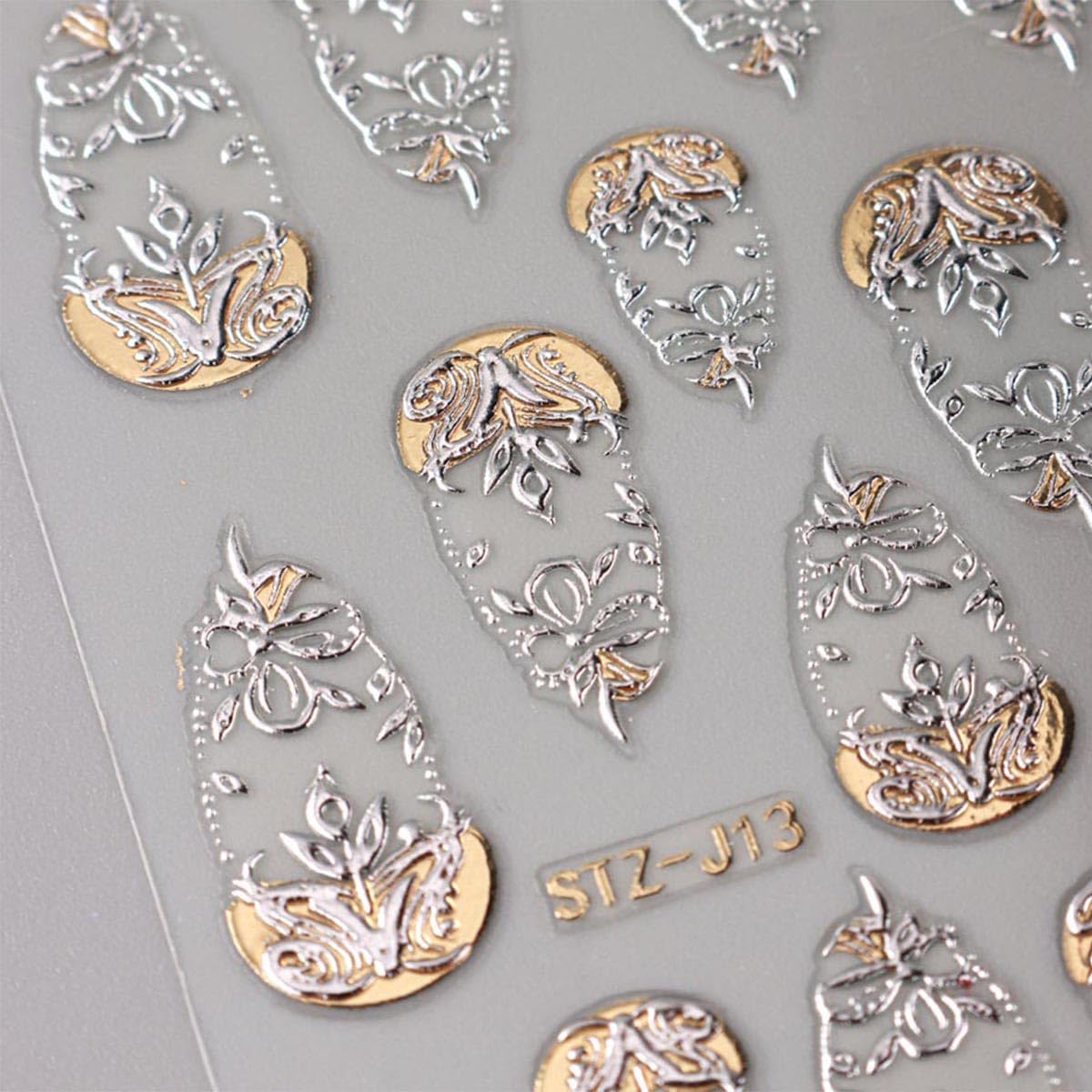5D Embossed Flower Nail Art Stickers 3 Sheets Metallic Retro Totem Nail Decals Gold Silver Flowers Heart Tree Nail Stickers Luxury Nails Design Supplies French Tip Manicure Accessories for Women DIY