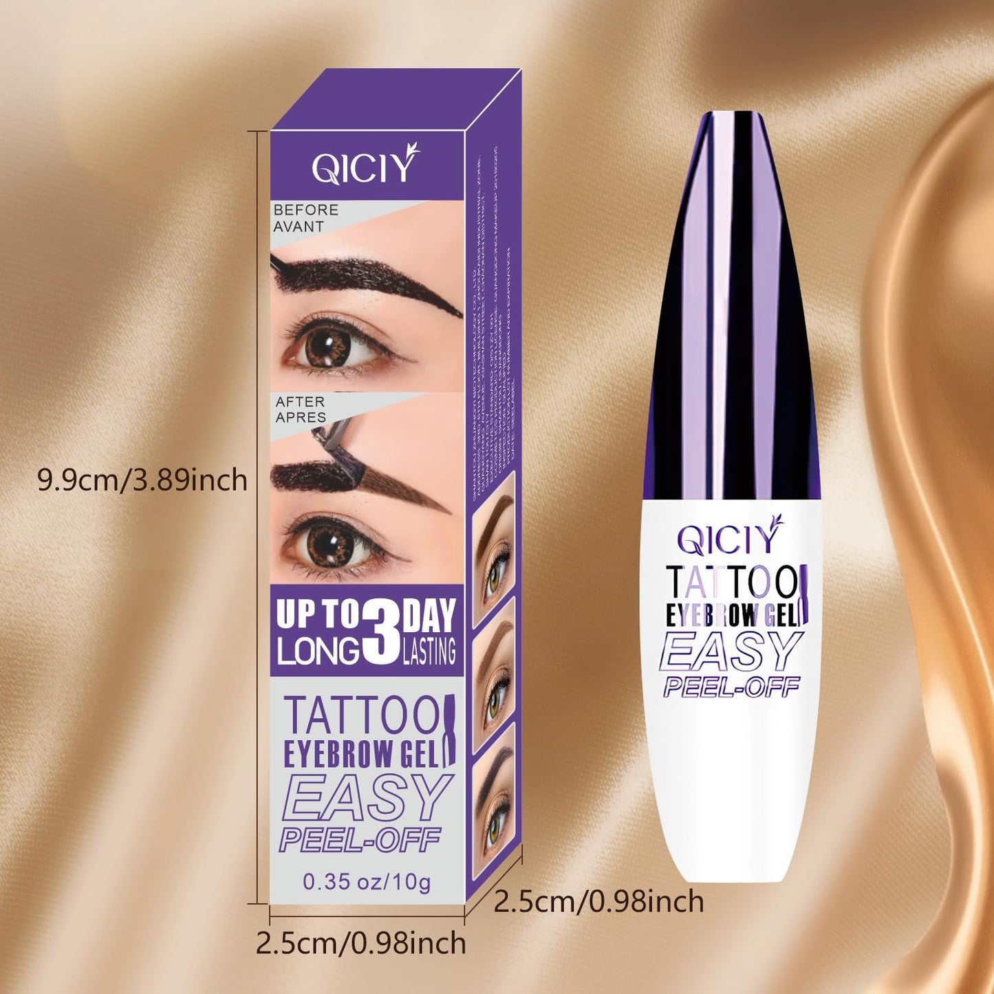 3PCS QICIY Easy Peel-Off Eyebrow Gel- QICIY Peel Off Tattoo Eyebrow Eye Brow Tint Waterproof & Sweatproof For All Skin Tones (All)