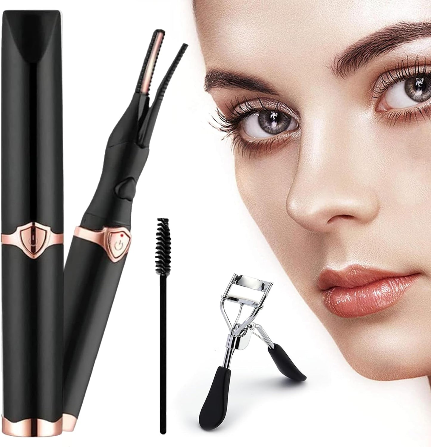 Peshoriadm Eyelash Curler, Electric Eyelash Curler Heated, 2025 New Heated Eyelash Curler with USB Charging, 3 Heat Modes and Smart Temperature Control, Natural Curling 24h Long-Lasting Curl (Black)