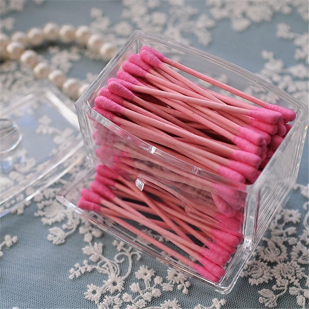 Sooyee Qtip Holder Restroom Organizer,Acrylic Q Tip Storage Organizer,Cotton Swab Holder,Qtip Dispenser,Clear