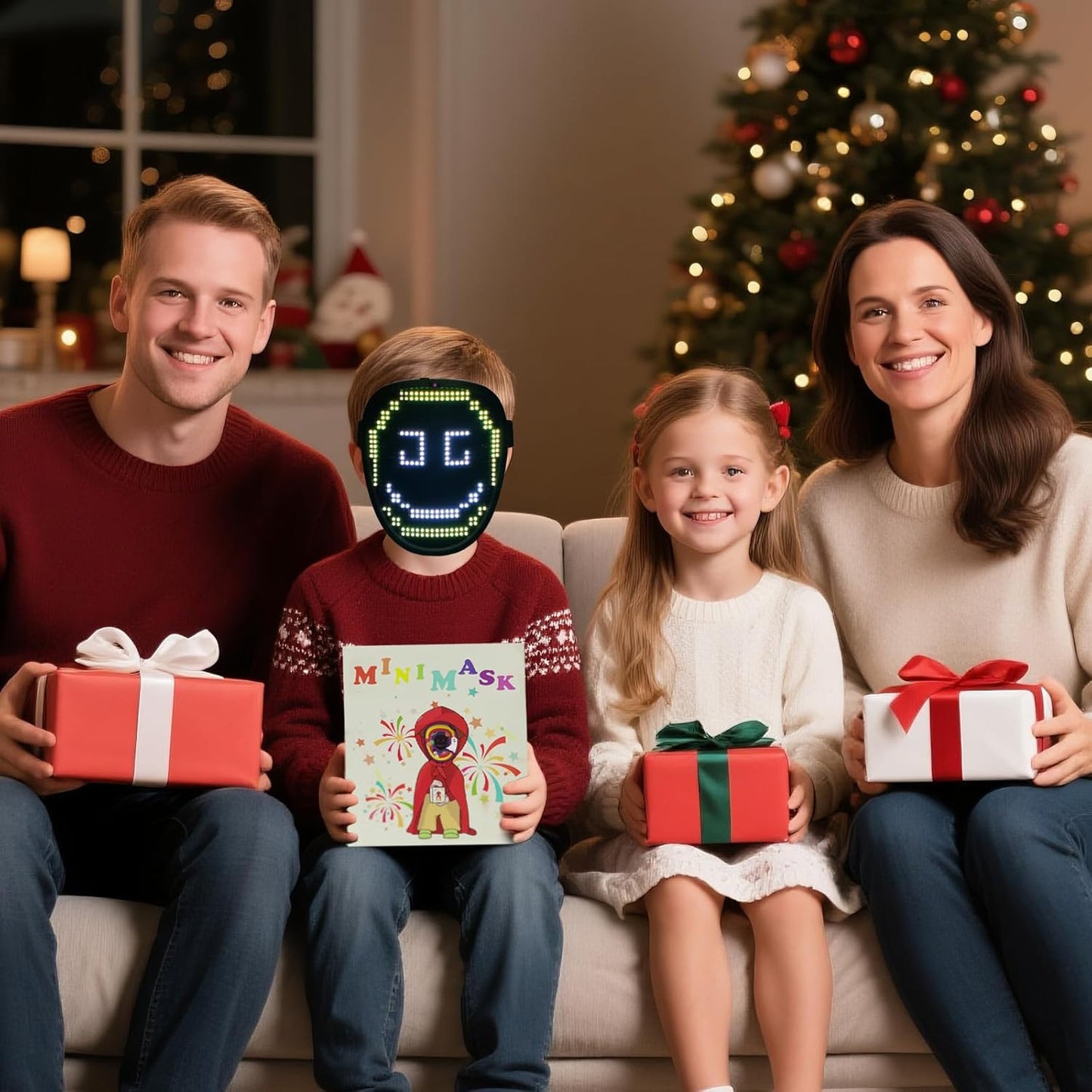 Led Mask Lighted Up Mask - Led Masks with Gesture Sensing Costume for Halloween Costume Cosplay Party Cool Gifts