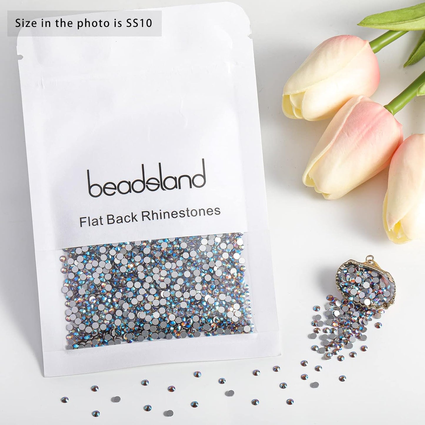 beadsland 1440 Pieces Flat Back Crystal Rhinestones Round Gems, Lt.Colorado Topaz AB,SS10,2.7-2.9mm