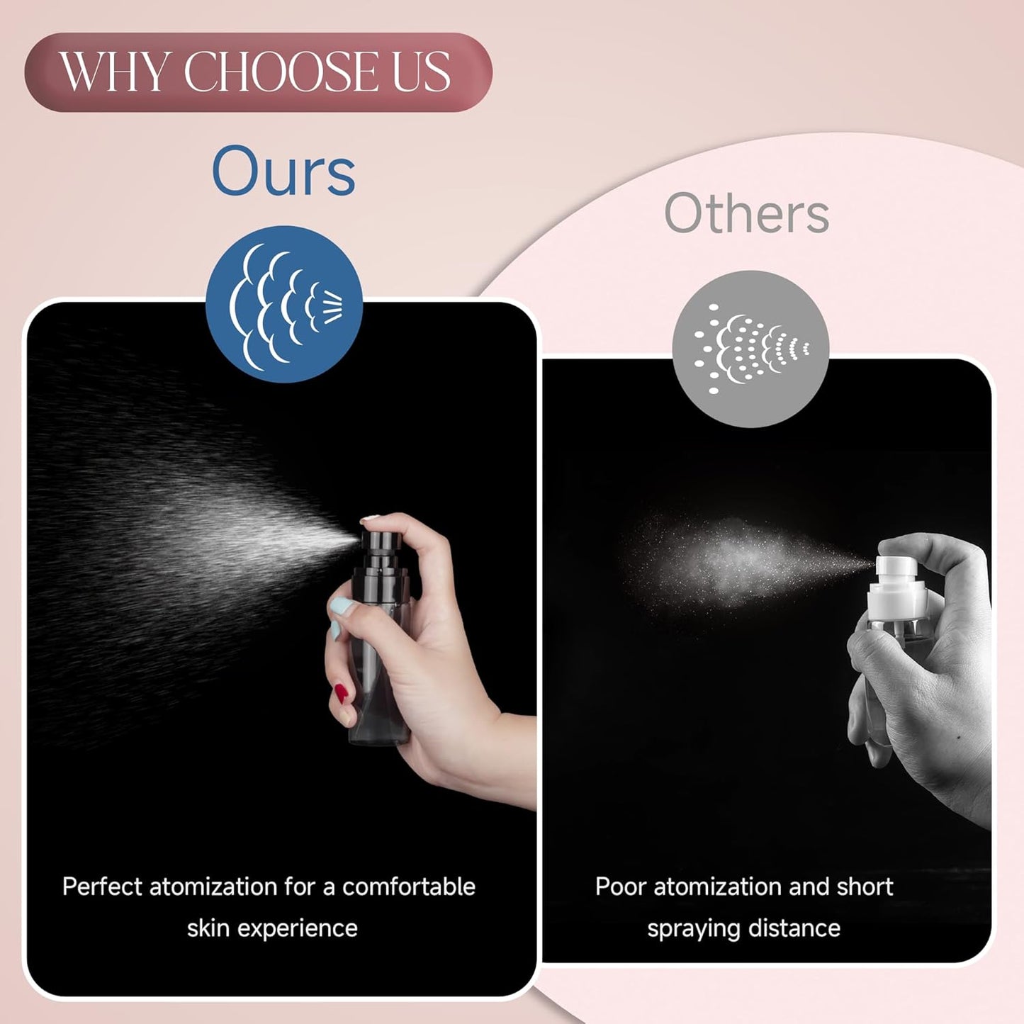 9Pack Small Spray Bottle, 2.7oz Black Plastic Fine Mist Mini Spray Bottles, Empty Refillable Travel Bottles for Hair, Cleaning, Salons, Planting, Skin Care