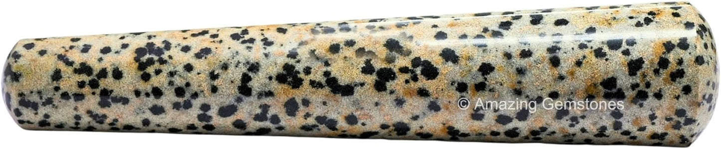 Amazing Gemstone Dalmatian Jasper Crystal Wand Massage Stick - Pelvic Wand Gua Sha for Adults - Crystals and Healing Stones Massage Wands for Adults Gifts (Smooth)