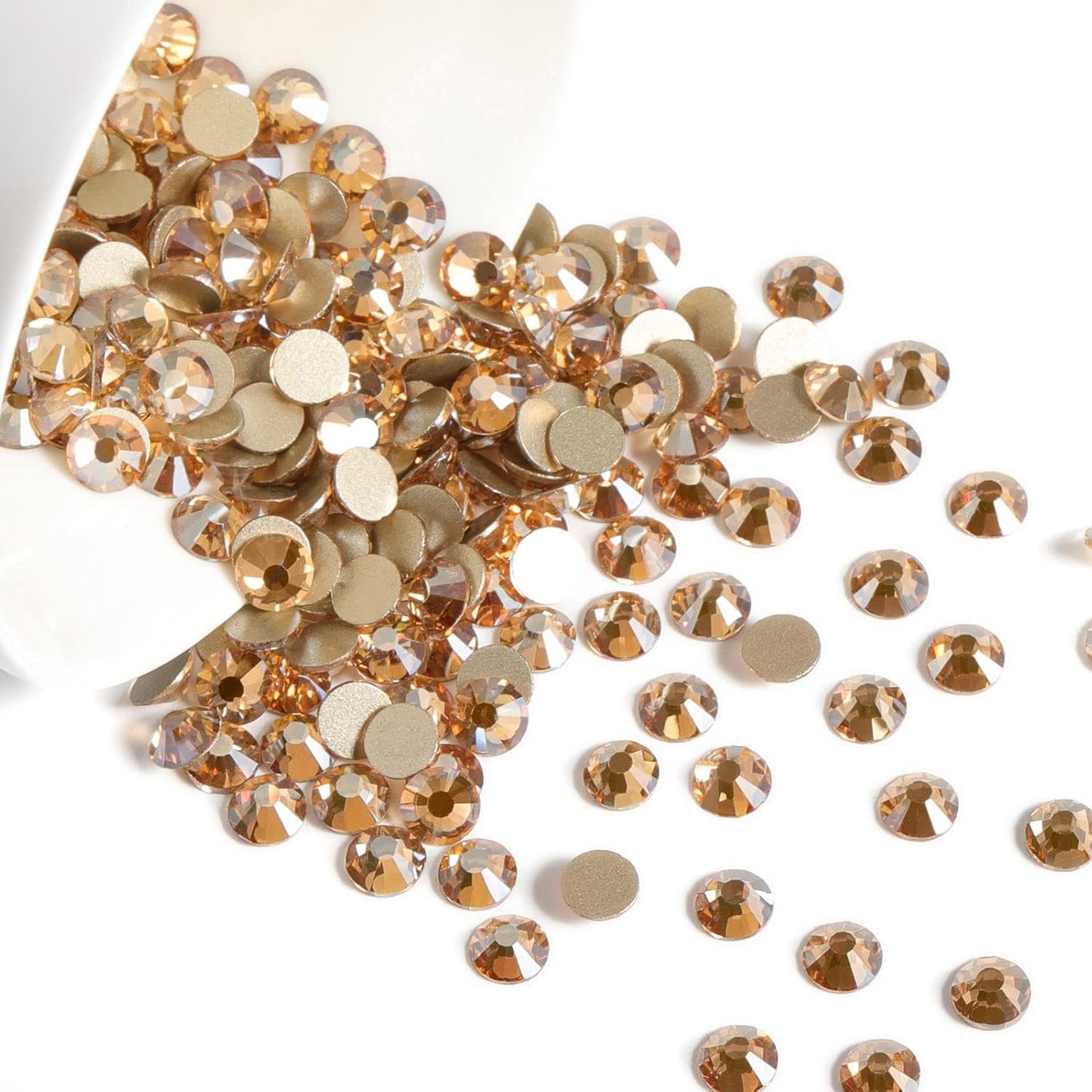 Beadsland 1440 Pieces Flat Back Crystal Rhinestones Round Gems,Golden Shadow,SS3,1.2-1.4mm