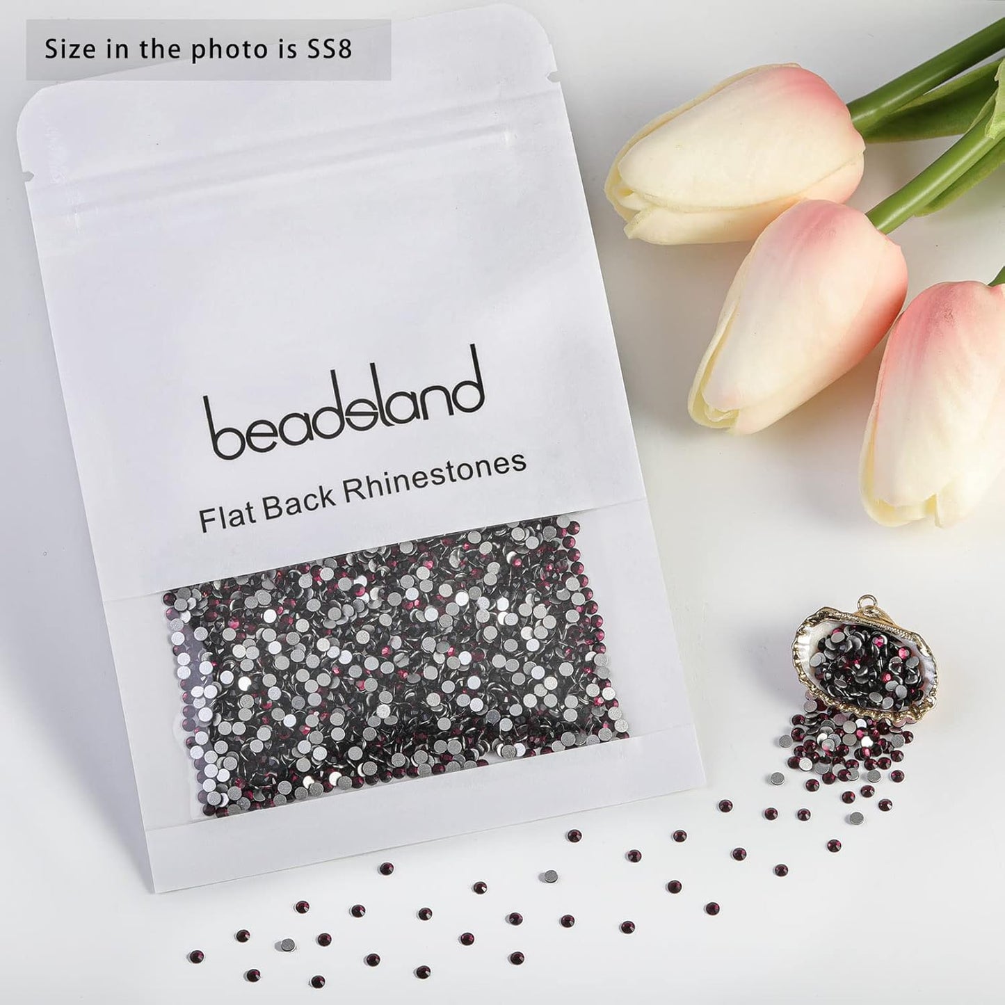 beadsland Flat Back Crystal Rhinestones Round Gems, Amethyst (2.3-2.5mm) SS8/1440pcs