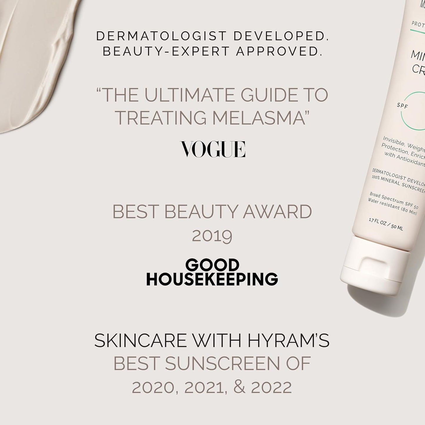 MDSolarSciences Mineral Crème Sunscreen SPF 50 | Water-Resistant, Broad Spectrum UV Protection | Zinc Oxide Formula with Antioxidants | No White Cast, Sheer Matte Finish for All Skin Types (1.7 Fl Oz)