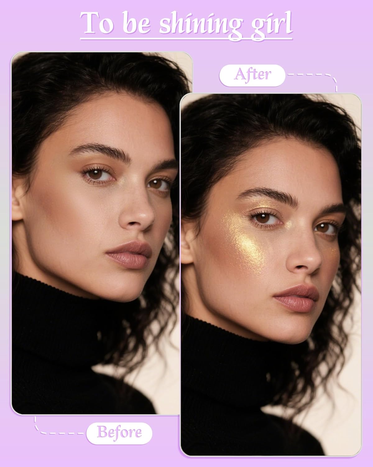 Highlighter Powder with Brush | 3D Contouring & Radiant Glow for Face, Body & Hair | Pearlescent Shimmer, Long-Lasting & Buildable Coverage | Women's Makeup for Daily & Special Occasions