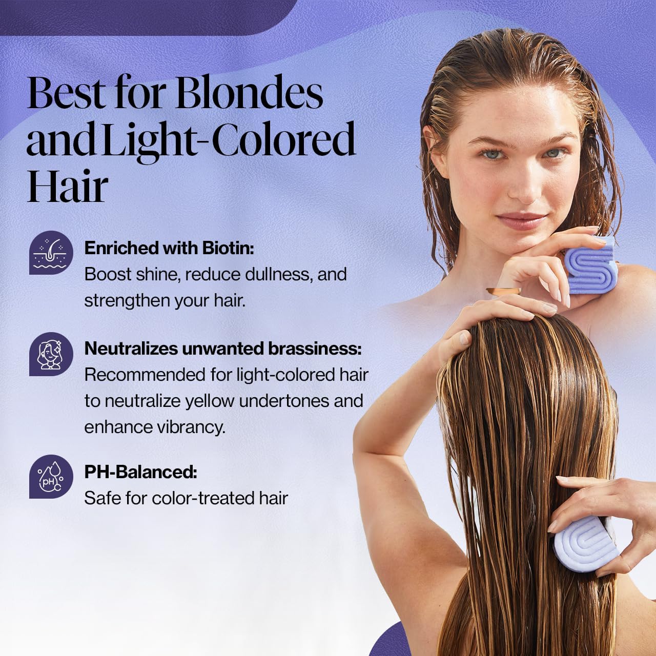 Kitsch Toning Purple Shampoo & Conditioner Bar Set For Blondes & Color Treated Hair - With Biotin for Strengthening & Neutralizing Brassy Tones - Vegan, Silicone & Sulfate Free - Made in USA