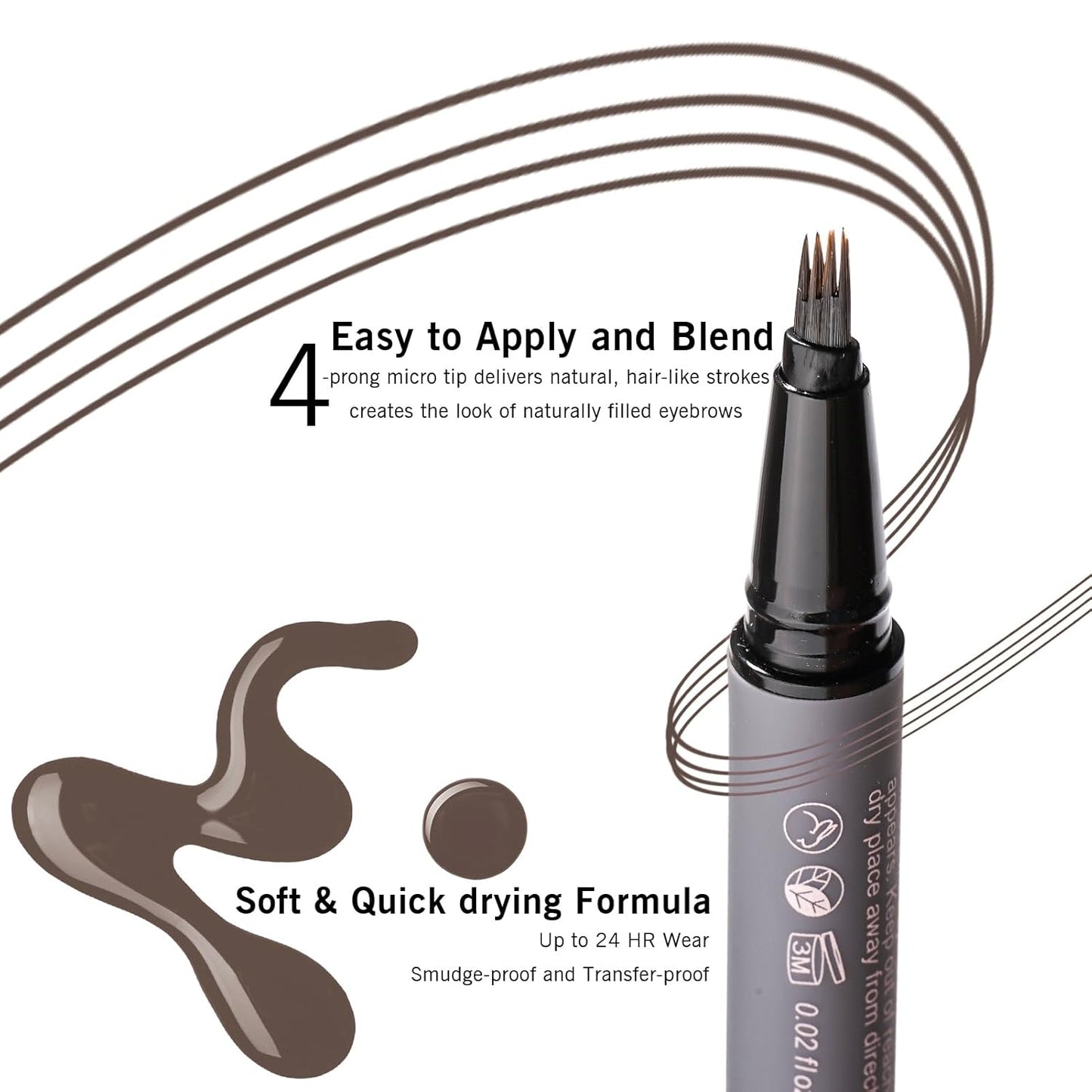 Black Brown Eyebrow Pencil with 4-Prong Micro-Fork Tip, Microblading Dark Brown Eyebrow Pen for Women, Create Natural, Defined Brows, 24H Long Wear YES.EYE DO (Shadow Granite-Black Brown)