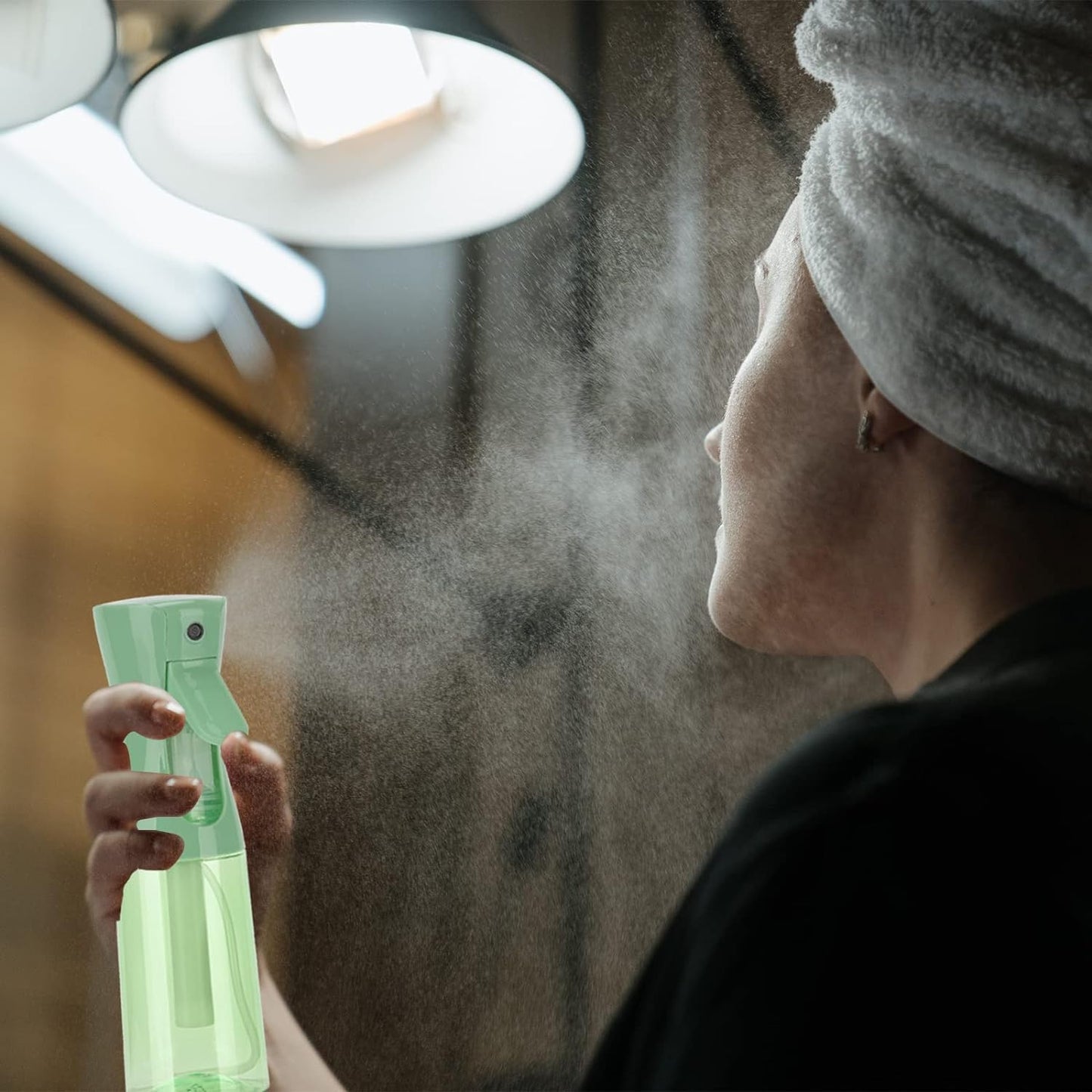 Spray Bottle for Hair (6.8OZ /200ML) Continuous Ultra Fine Mist Sprayer for Hair, Salons, Barber, Plants, Skin Care, Cleaning 2 Pack CLEAR GREEN