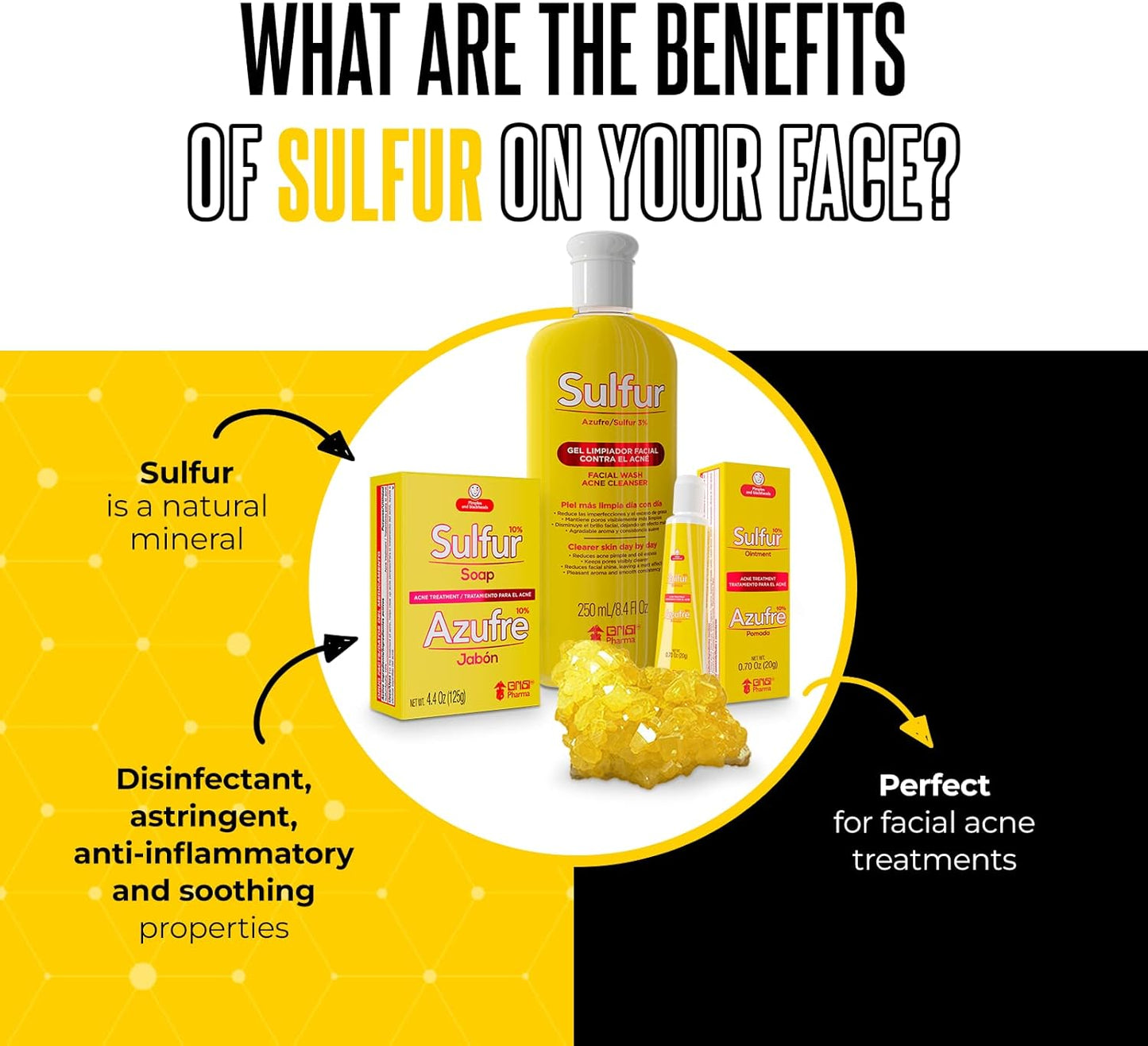 Biosulfur Grisi Acne Treatment: Fights Pimples, Blackheads, Blemishes, Improves Damaged Skin from Acne Scars, Prevents Breakouts, Keeps Pores Clear, Controls Oil, Sulfur Ointment, 0.70 Ounce, 2-Pack