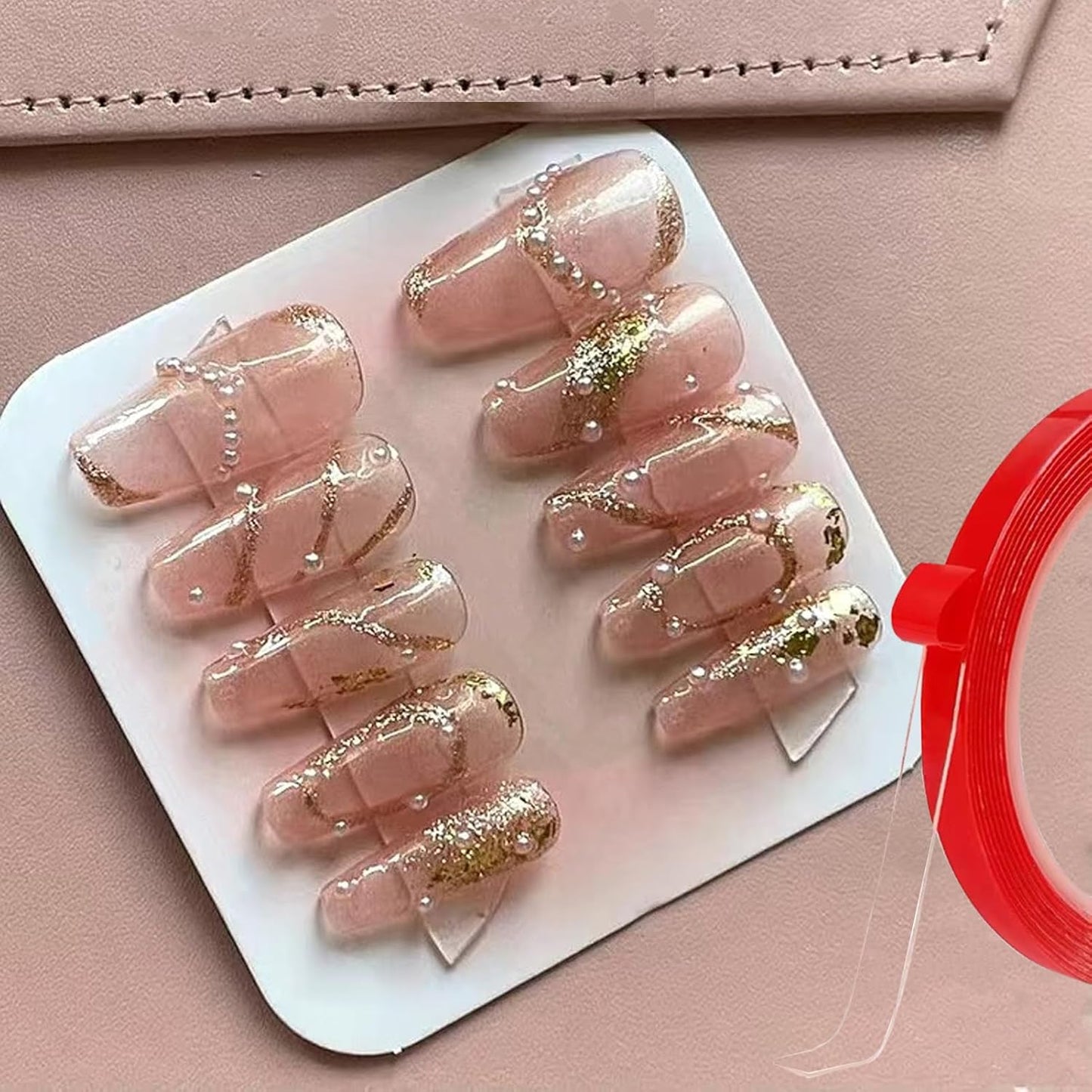 5 Rolls Double Sided Tape Nail Tape for Press On Nails Double Sided Nail Tape for Nail Packaging Fake Nail Storage Nail Display Nail Art Nail Salon Press On Nail Supplies with Tweezer