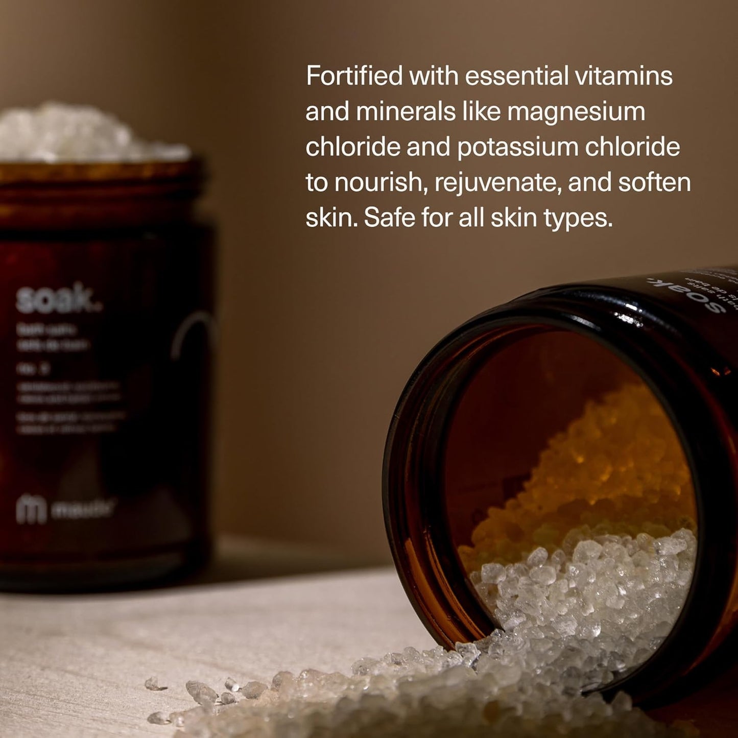 Maude Soak No. 3 - Nourishing Mineral Bath Salts - Hand-Harvested Dead Sea Salt with Magnesium & Potassium Chloride - Soften & Rejuvenate Skin - Notes of Sandalwood & Eucalyptus (8 oz)