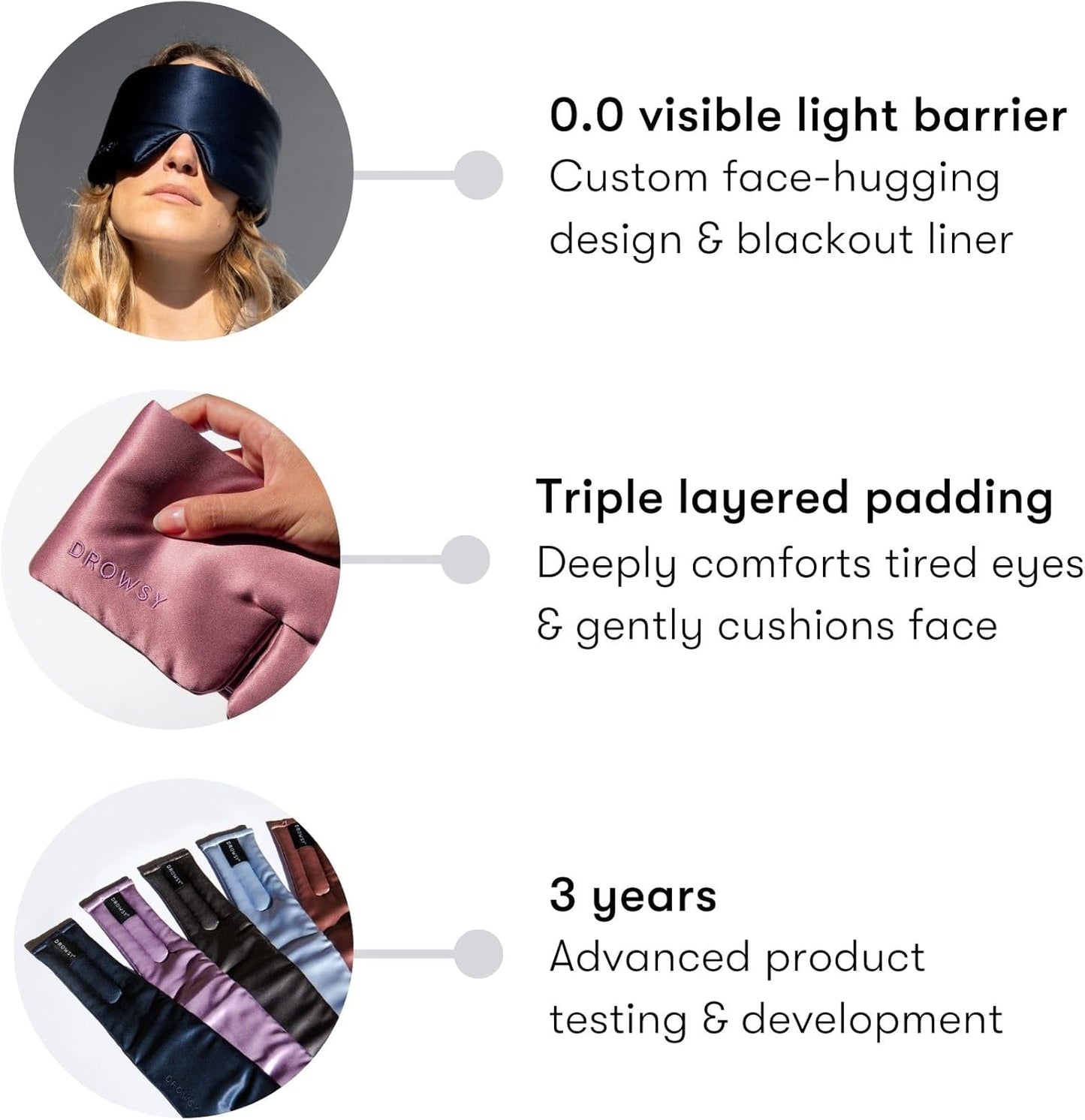 DROWSY Silk Sleep Mask. Face-Hugging, Padded Silk Cocoon for Luxury Sleep in Total Darkness. (Sunset Pink)