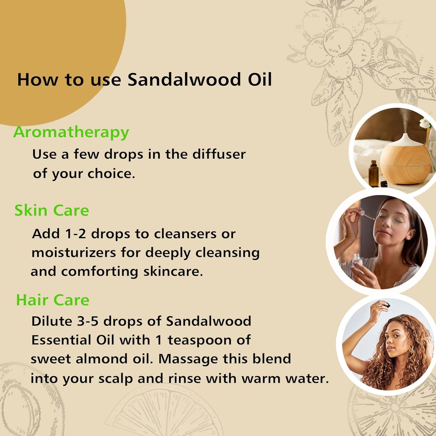 Sandalwood Essential Oil, Home Fragrance Oil Scent Oils for Perfume, Diffuser, Skin, Hair, Roll On - 1 Oz