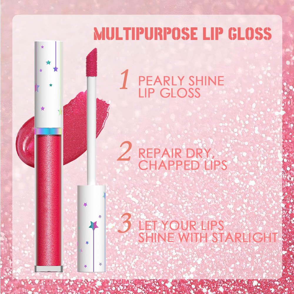 evpct 1Pcs Sexy Red Metallic Glitter Lip Gloss Stain Lipstick for Women Long Lasting Waterproof 24, Ruby Red Frosted Metallic Shimmer Glossy Chrome iridescent Liquid Lipstick Lip Gloss Makeup 04