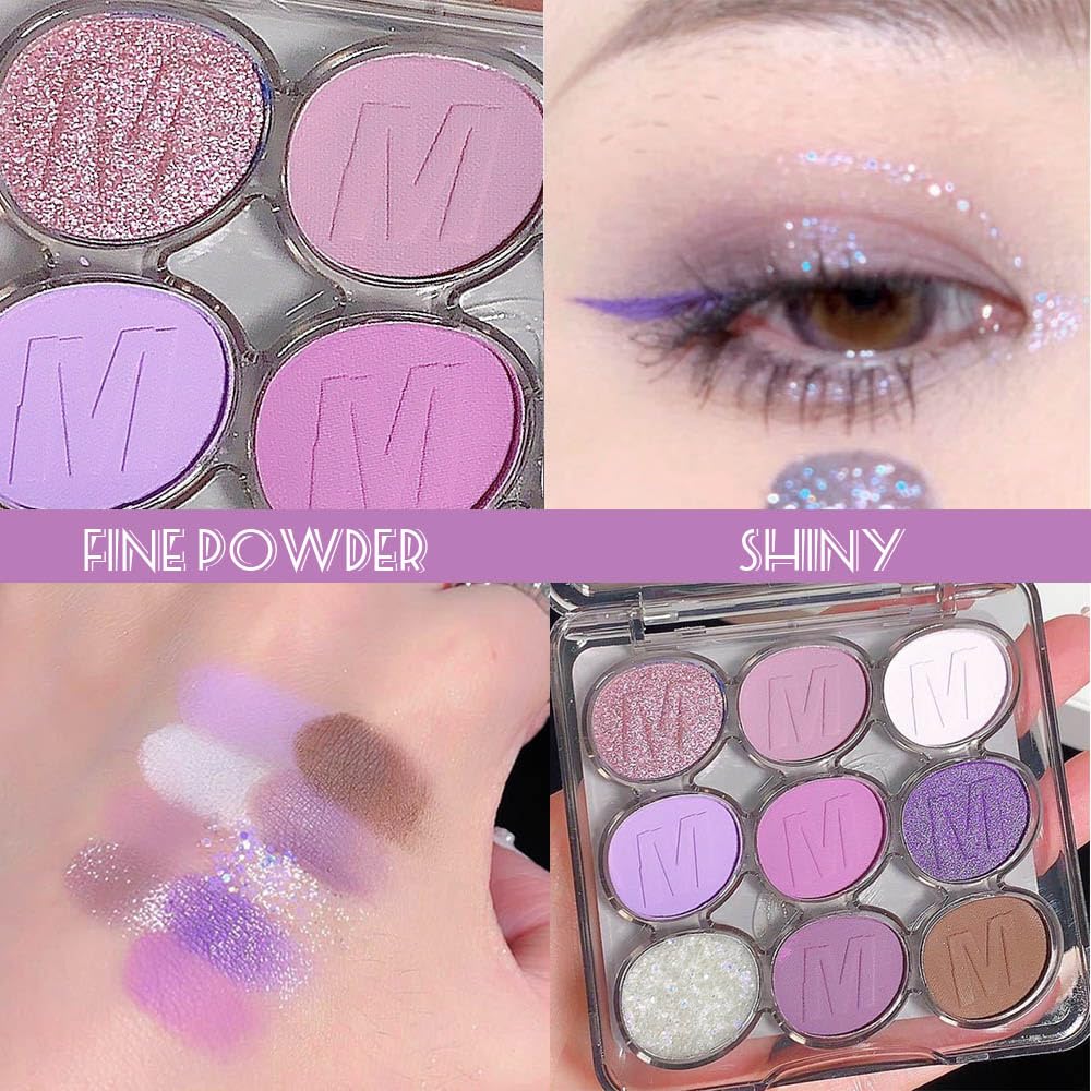 9 Colors Purple Grape Matte Shimmer Eyeshadow Palette for Eye Makeup,High Pigmented Brown Eye Shadow Primers Powder Palet de sombras de ojos
