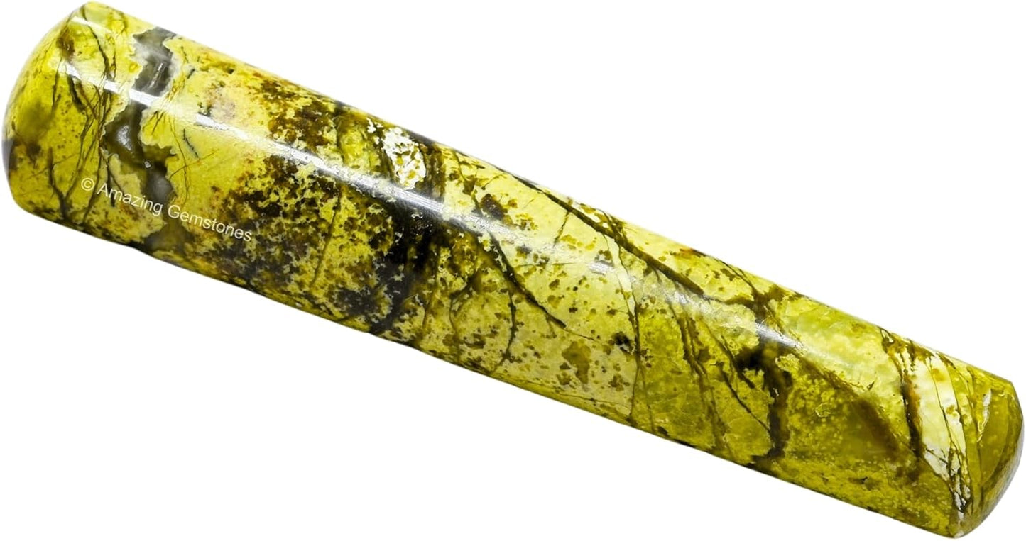 Amazing Gemstone Green Opal Crystal Wand Massage Stick - Pelvic Wand Gua Sha for Adults - Crystals and Healing Stones Massage Wands for Adults Gifts (Smooth)