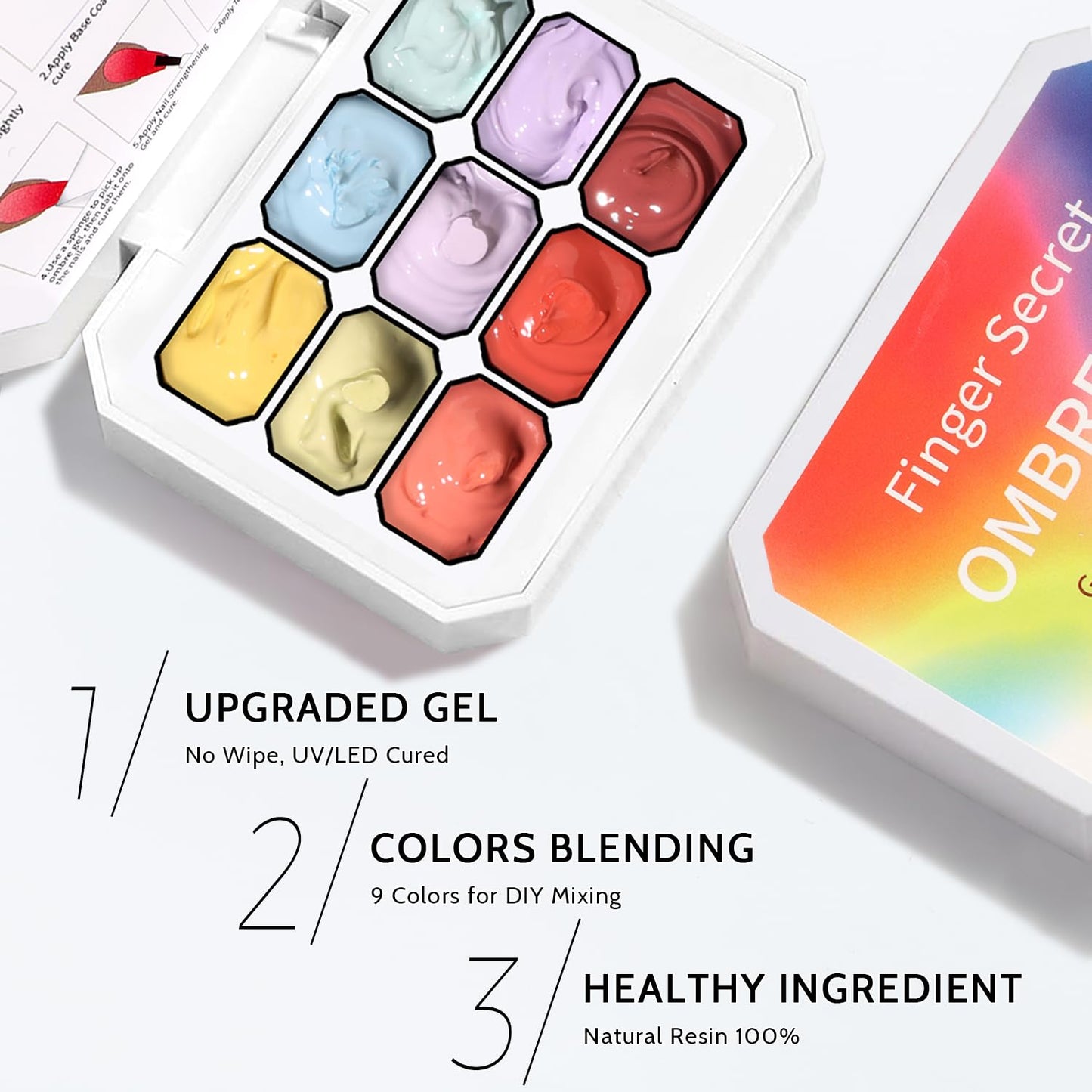 Sponge Pat Paint Nail Gel & Tools Kit, 9 Colors Ombre Nails Gradient Gel Nail Blush Blooming Aura Nails Drawing Stripper Floral Painting Nail Art, No Wipe, UV/LED Curing (9 Colors Set A)