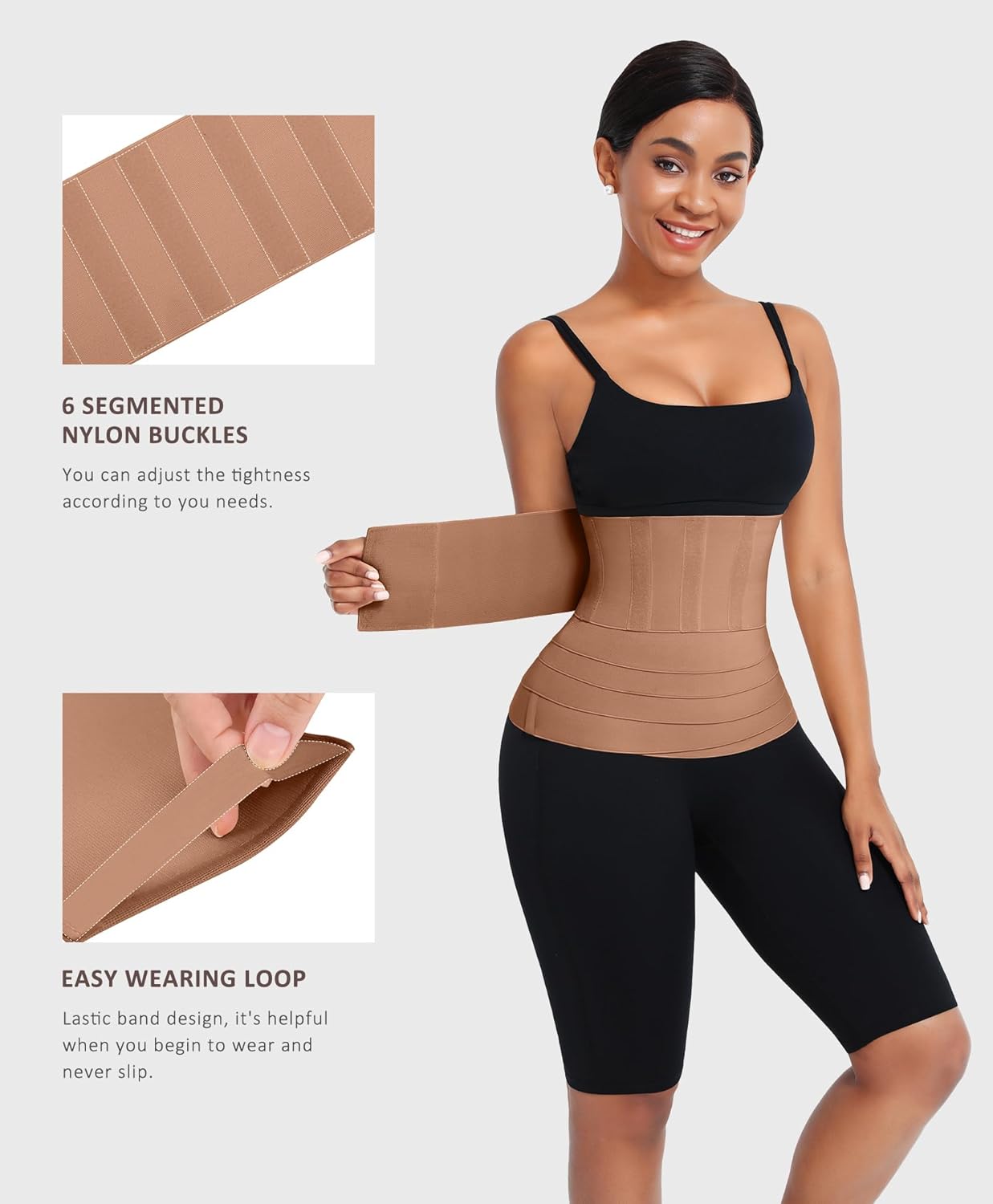 FeelinGirl Waist Trainer for Women Trimmer Belt Waist Cincher Tummy Wrap Plus Size Snatch Me Up Bandage Body Shaper