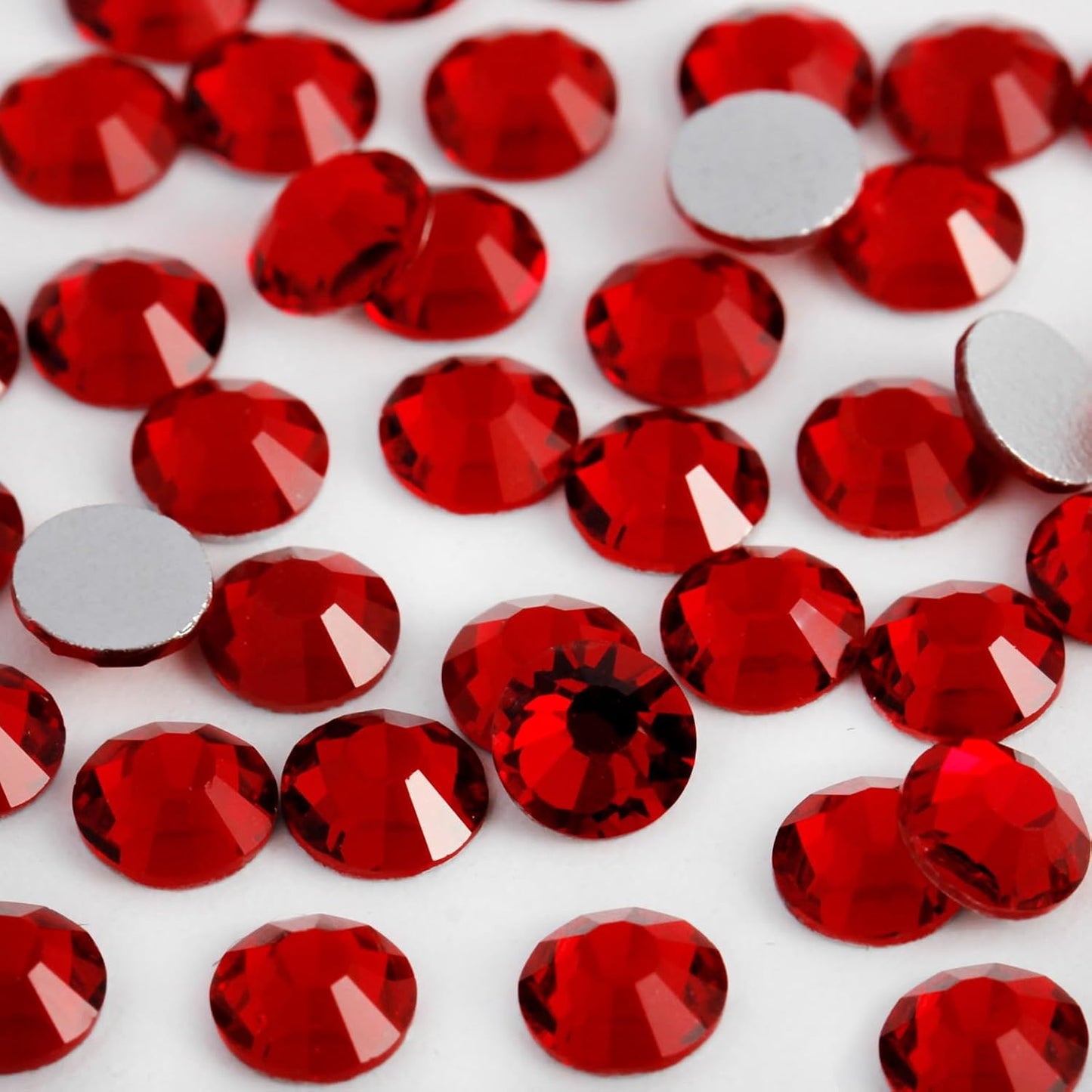 2000PCS SS16 Flatback Rhinestones | 12-Facet Diamond-Cut Glass Gems for Nail Art, Clothing, DIY Crafts |Glue-On Decoration Stones with Silver Backing(Siam)