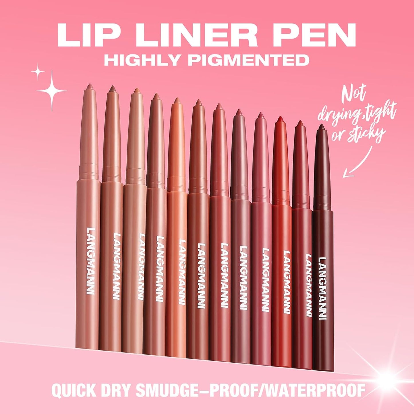 LANGMANNI 4Pcs Sculpting Matte Velvet Lip Liner Set,Smooth Creamy Texture,Waterproof And High Pigmented For Girls Daily Application Lip Makeup(1+2+3+4)