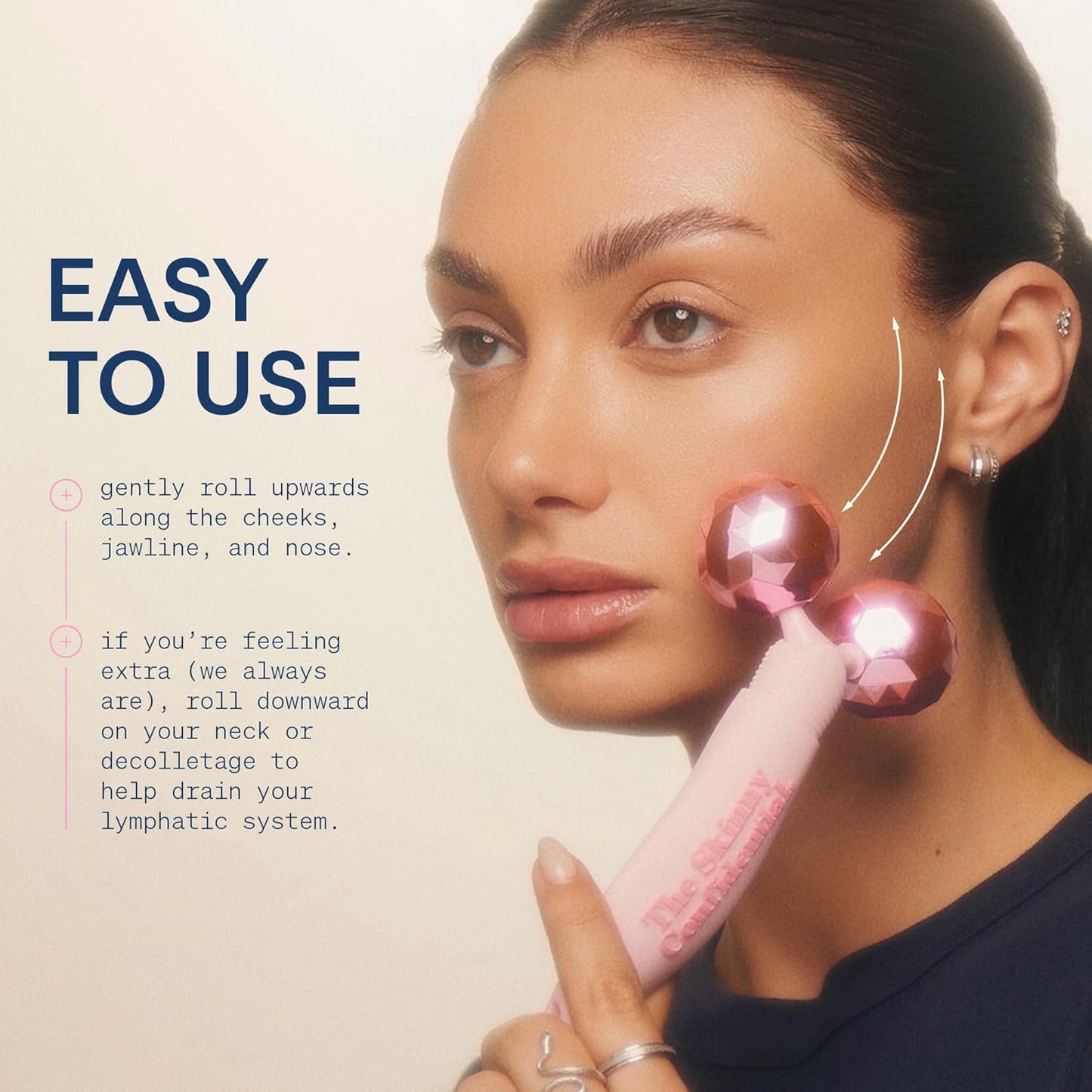 The Skinny Confidential Face Roller - Pink Balls Eye & Facial Roller Massager - Face Massage Tools Skincare for Wrinkles & Fine Lines, Sculpt, Contour, Tighten & De-Puff Skin