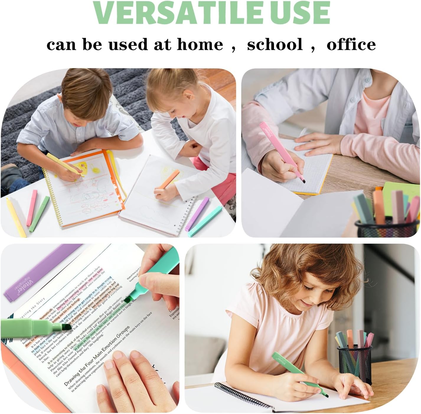 Vitoler Bible Highlighters,Aesthetic Cute Highlighters,8pcs Colorful Highlighter Markers No Bleed for Office School Supplies