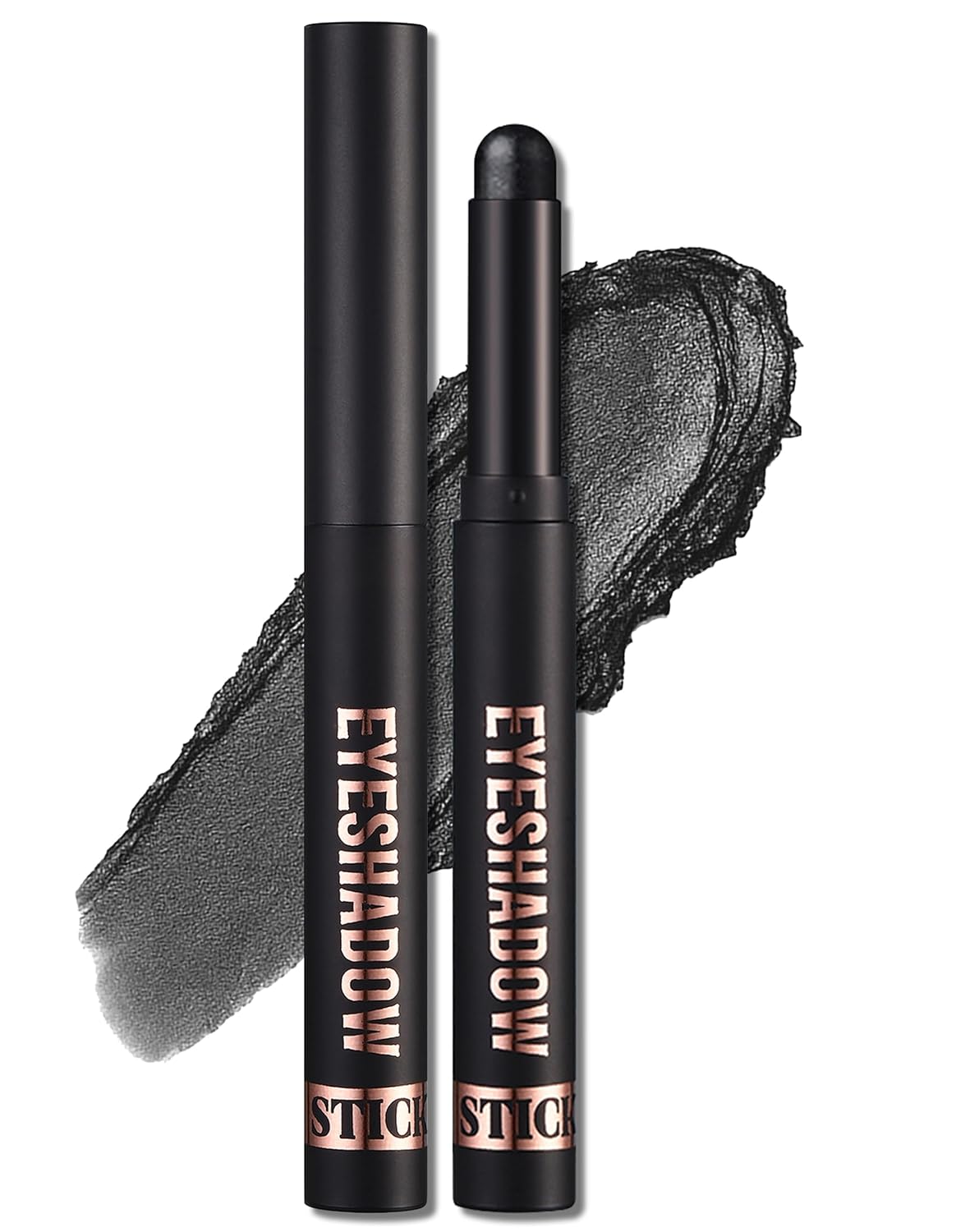 Erinde Shimmer Cream Eyeshadow Stick, Long Lasting Metallic Eye Shadow Sticks, Waterproof Creamy Glitter Eyeshadow Pencil, High Pigmented Blendable Neutral Eye Makeup, 24 Midnight Black Shimmer