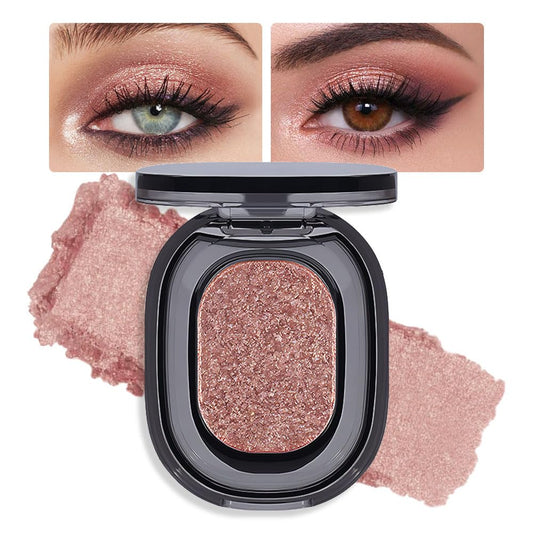 Eye shadow low saturation delicate long-lasting eye shadow palette, Monochrome Glittler Eyeshadow, pressed glitter eyeshadow, Glittle Pressed Powder Single Vegan Eyeshadow, (02 Glittle Brown)