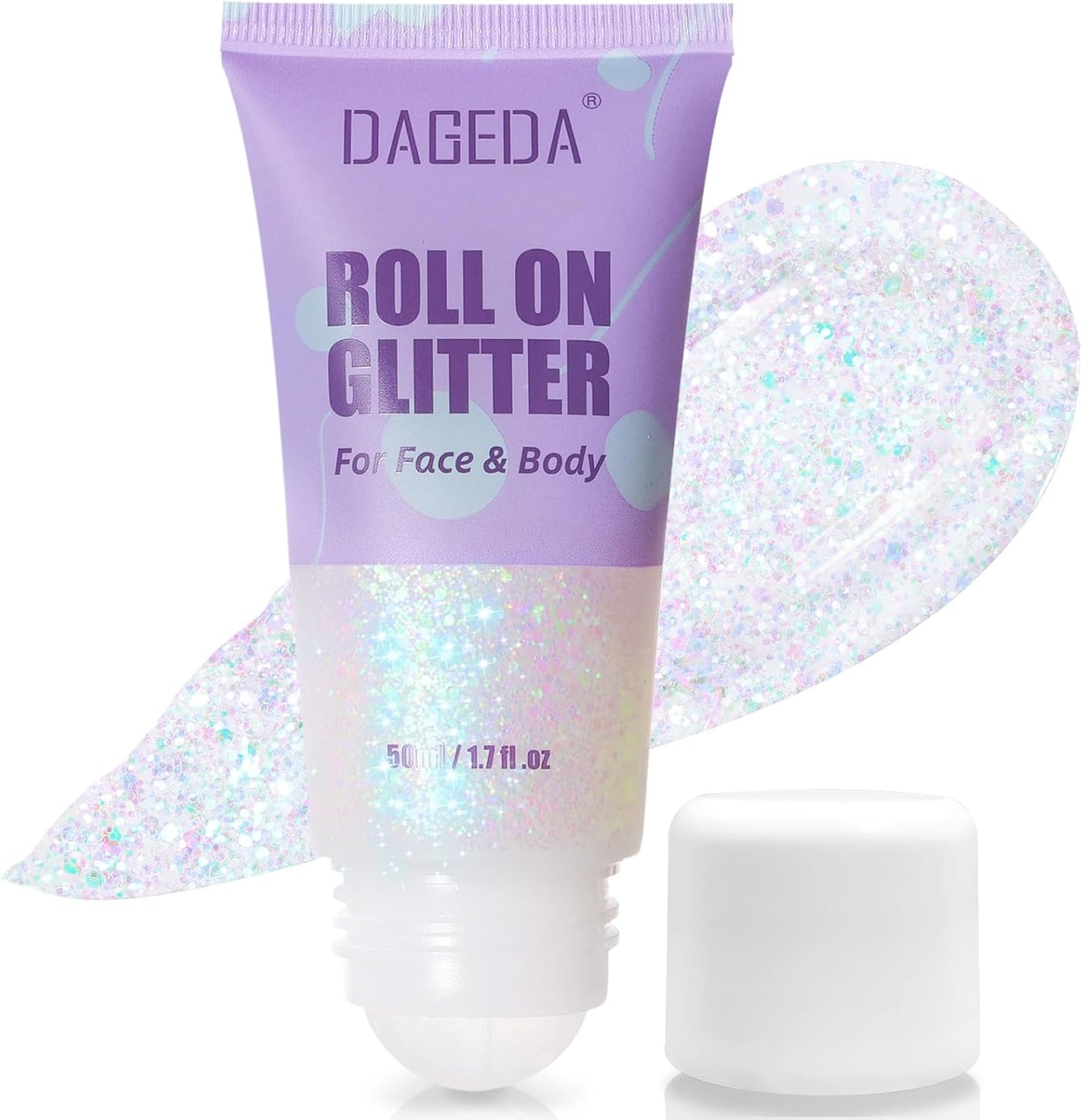 DAGEDA Roll-on Body Glitter,Holographic Eye Face Hair Glitter Gel for Festival Outfit Mermaid Accessories,Chameleon Color Body Shimmer Makeup Rave Outfits Accessories for Women 50ml (Galaxy Blue)