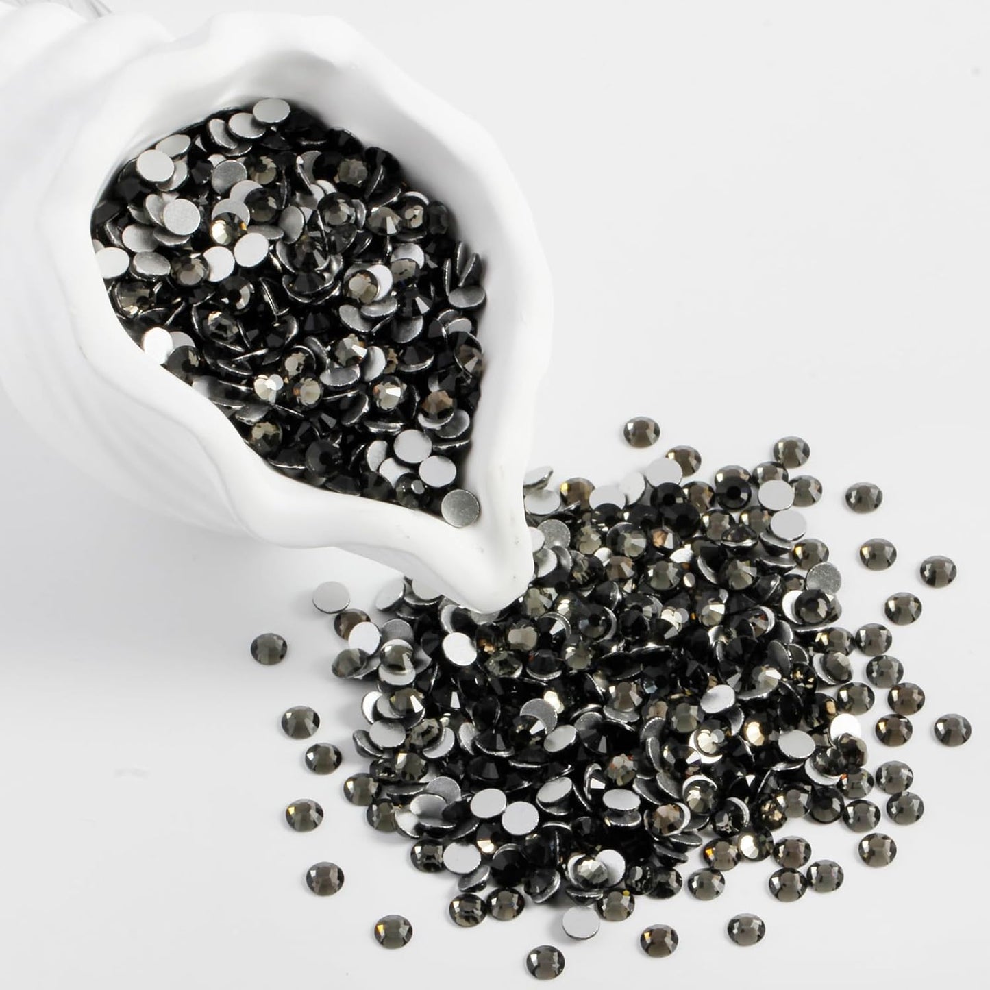 3000PCS SS8 Flatback Rhinestones | 12-Facet Diamond-Cut Glass Gems for Nail Art, Clothing, DIY Crafts |Glue-On Decoration Stones with Silver Backing(Black Diamond)