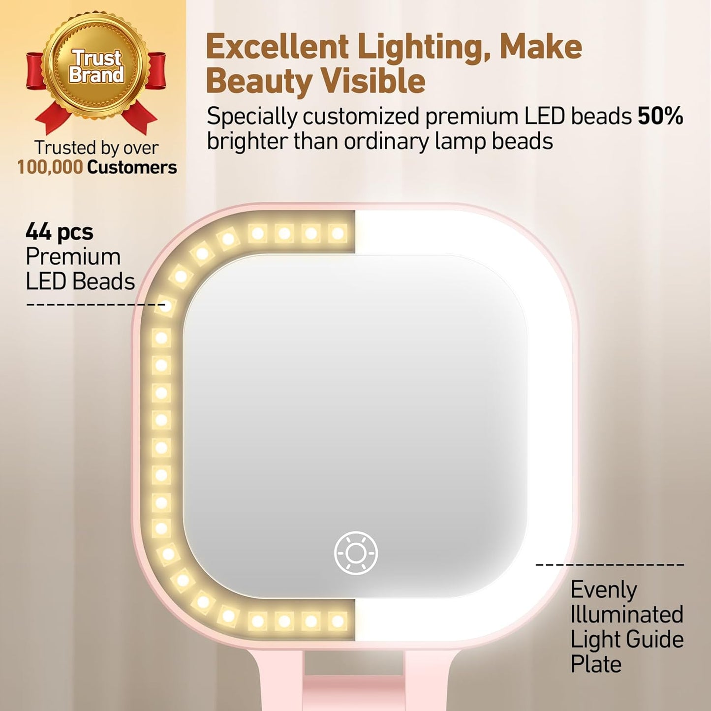 Travel Mirror with Light, 1x/30x Magnifying Mirror with 3 Color Lights and Adjustable Brightness, 4.5x3.9 inch Small Compact Hangable Hand Pocket 3 Way Mirror, Comes with Tweezer