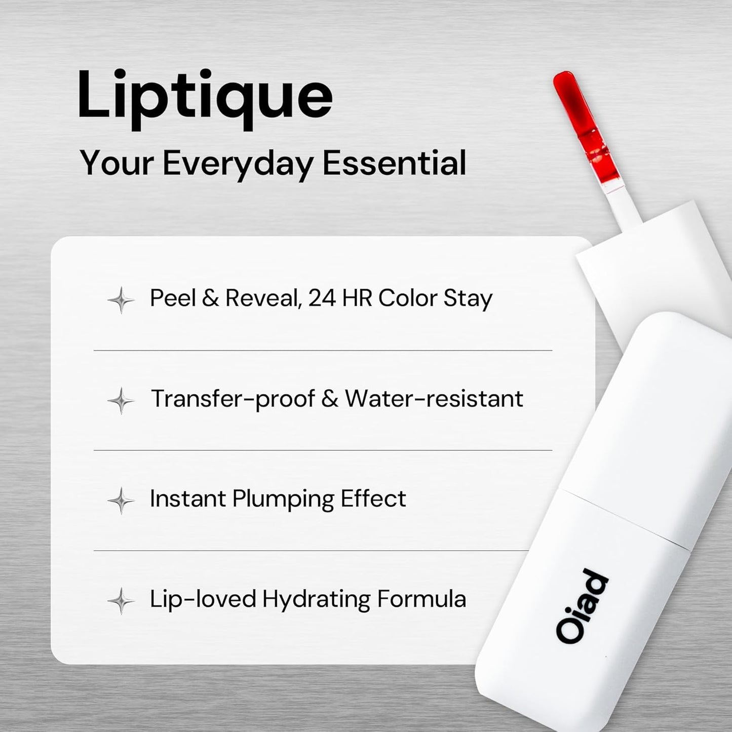 Liptique Korean Lip Stain Peel Off - 24 Hour Long Lasting Lip Tattoo, Waterproof & Transfer Proof, Nourishing & Hydrating Lip Tint for Women, Instant Plumping Lip Tints Peel Off (002 ODDPIN)