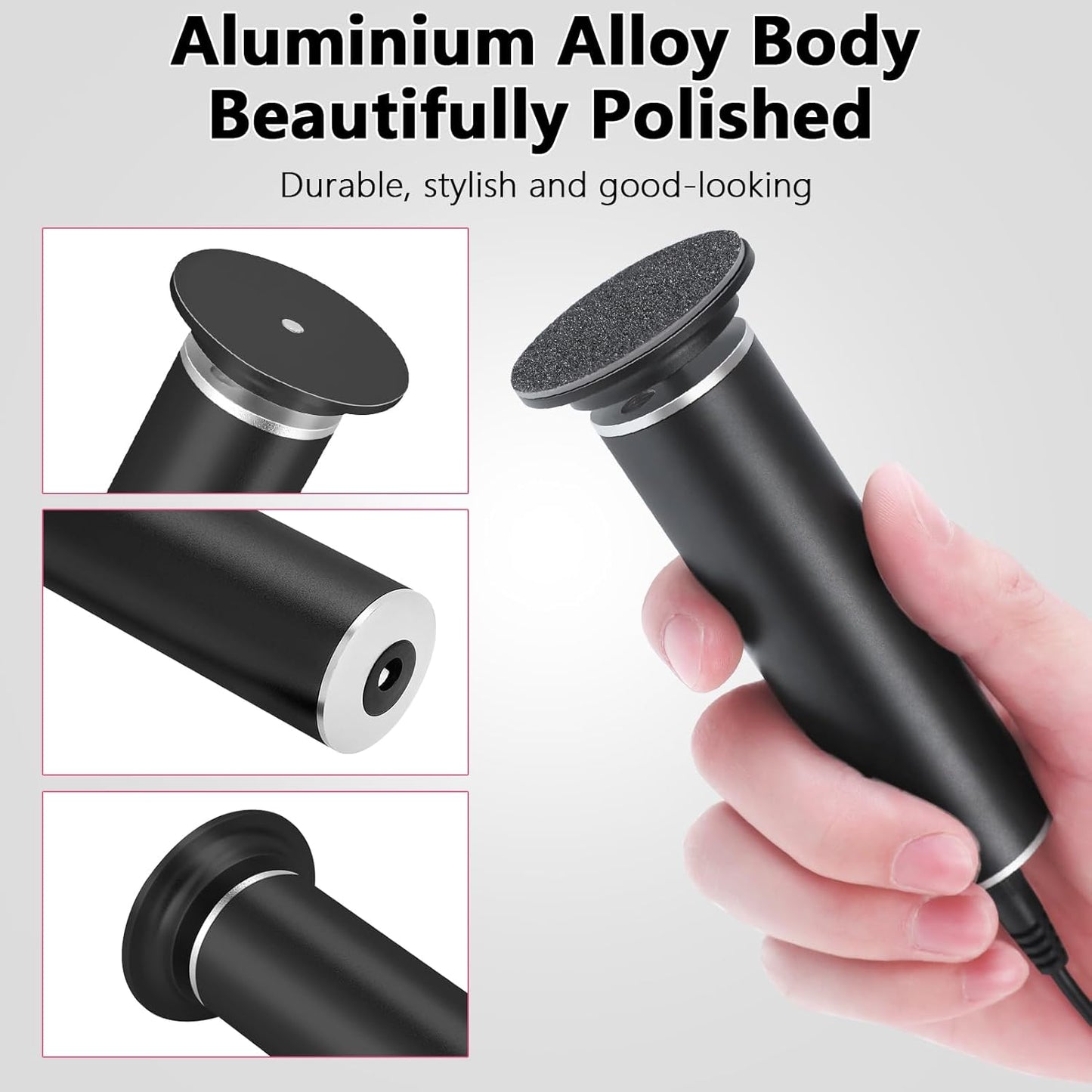 Electric Callus Remover Foot Scrubber, Adjustable Speeds Electric Foot File Sander Grinder Pedicure Tools for Feet Dead Skin Remover with 60 Replaceable Sandpaper Discs, Black